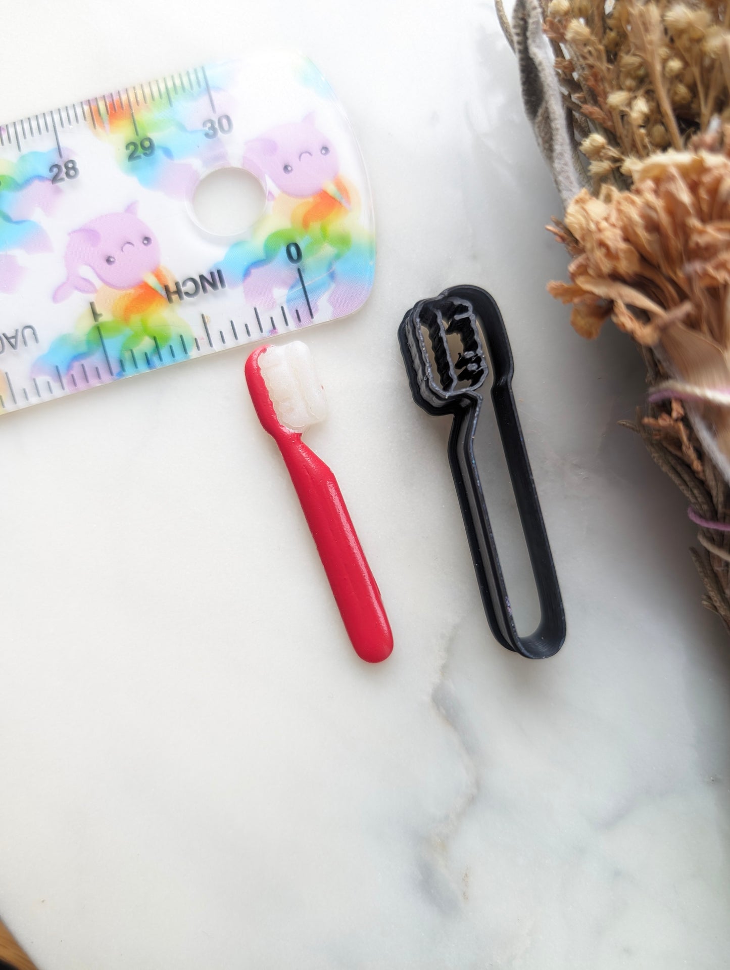 Tiny Toothbrush Embossed Sharp Clay Cutter