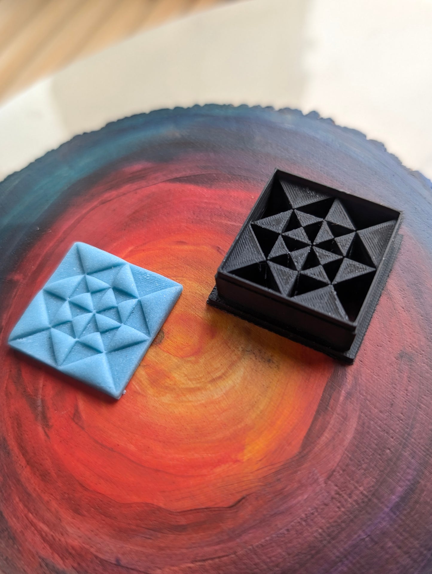 Quilt Square Pattern Inspired All Triangles - Embossed Sharp Clay Cutter