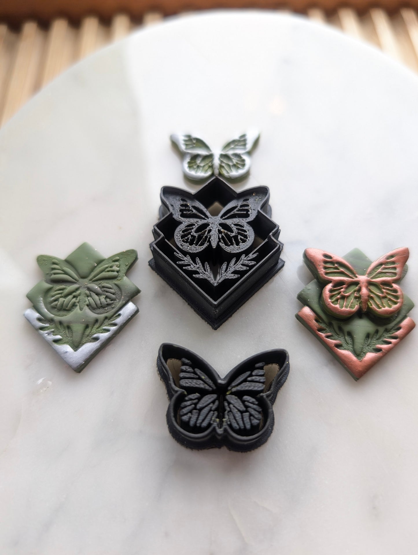 Set of Boho Butterfly in Double Diamonds and Separate Butterfly Sharp Clay Cutter