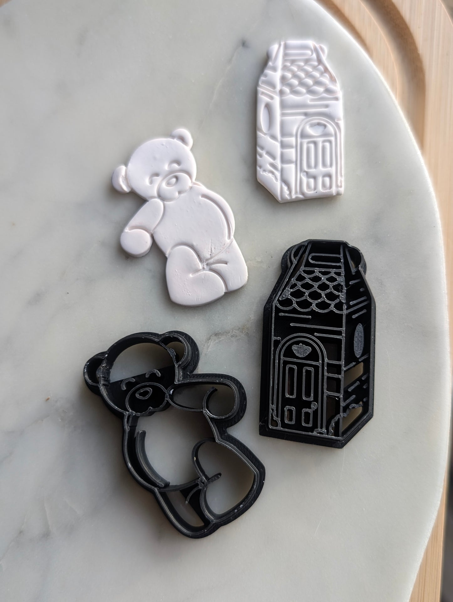 Teddy Bear and His Box House Sharp Clay Cutter PAIR