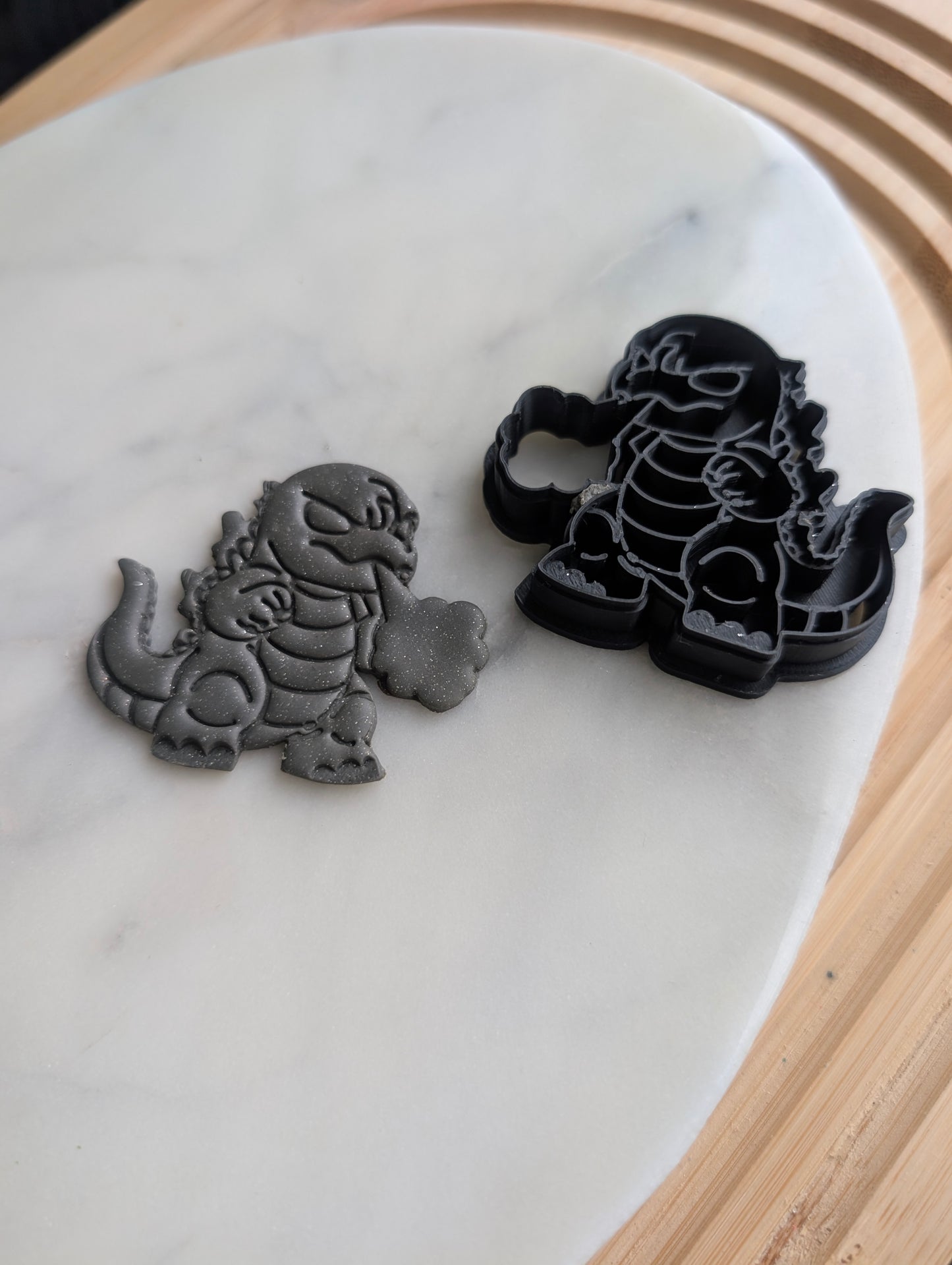 Kaiju Godzilla Blowing Smoke Embossed Sharp Cutter for Clay and More