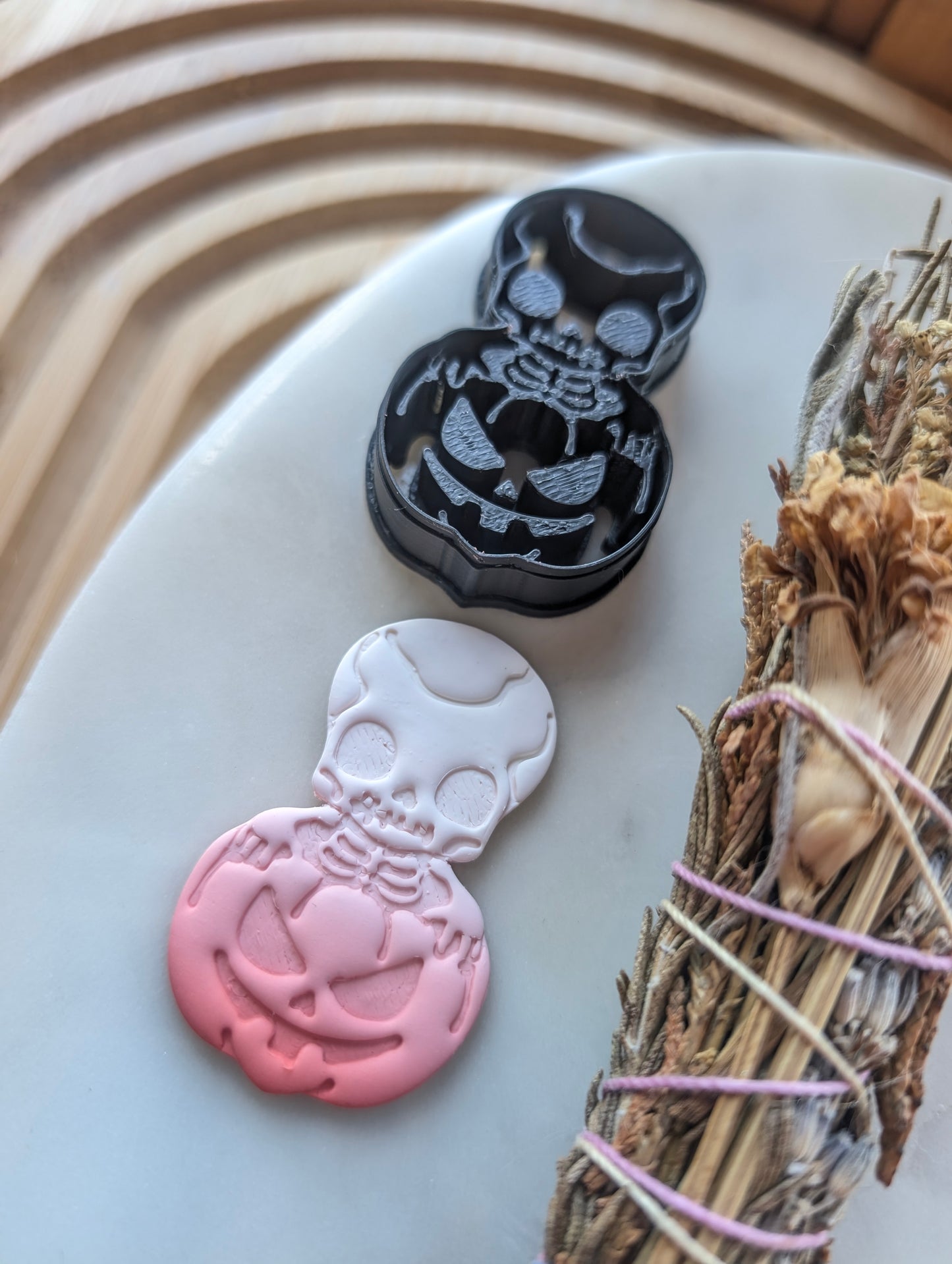 Chibi Skeleton in a Jack O Lantern Sharp Clay Cutter