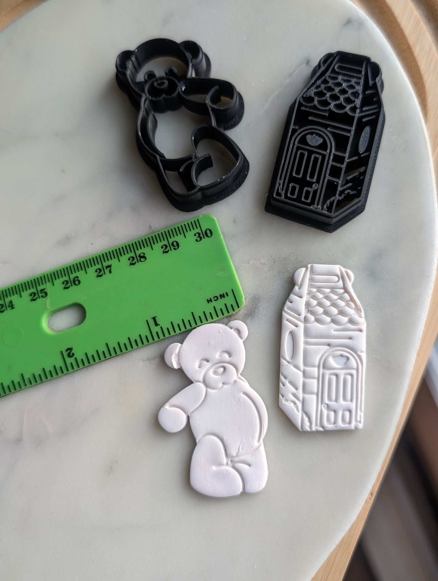 Teddy Bear and His Box House Sharp Clay Cutter PAIR