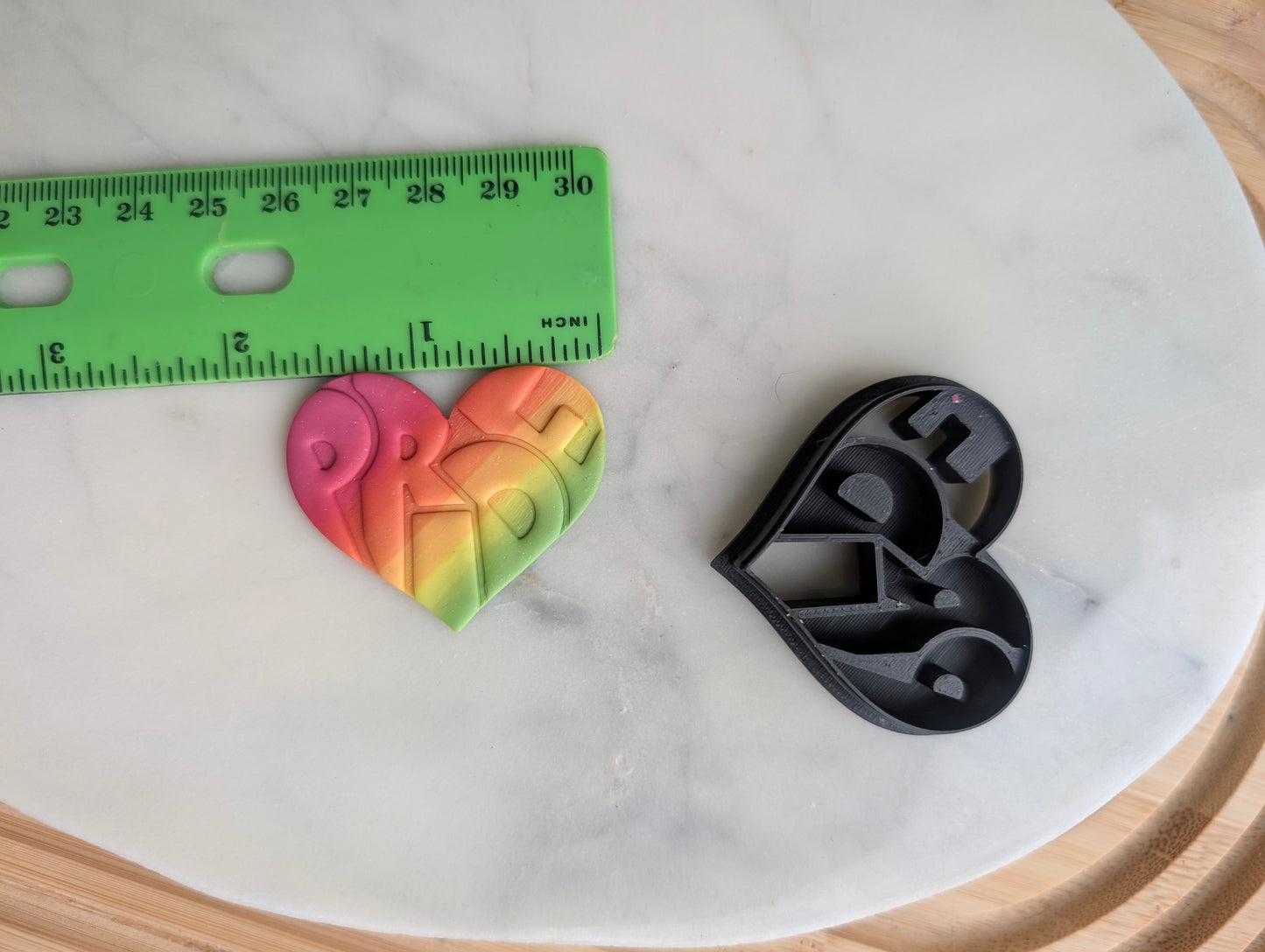 Pride Text in Heart Embossed Sharp Cutter for Clay and More
