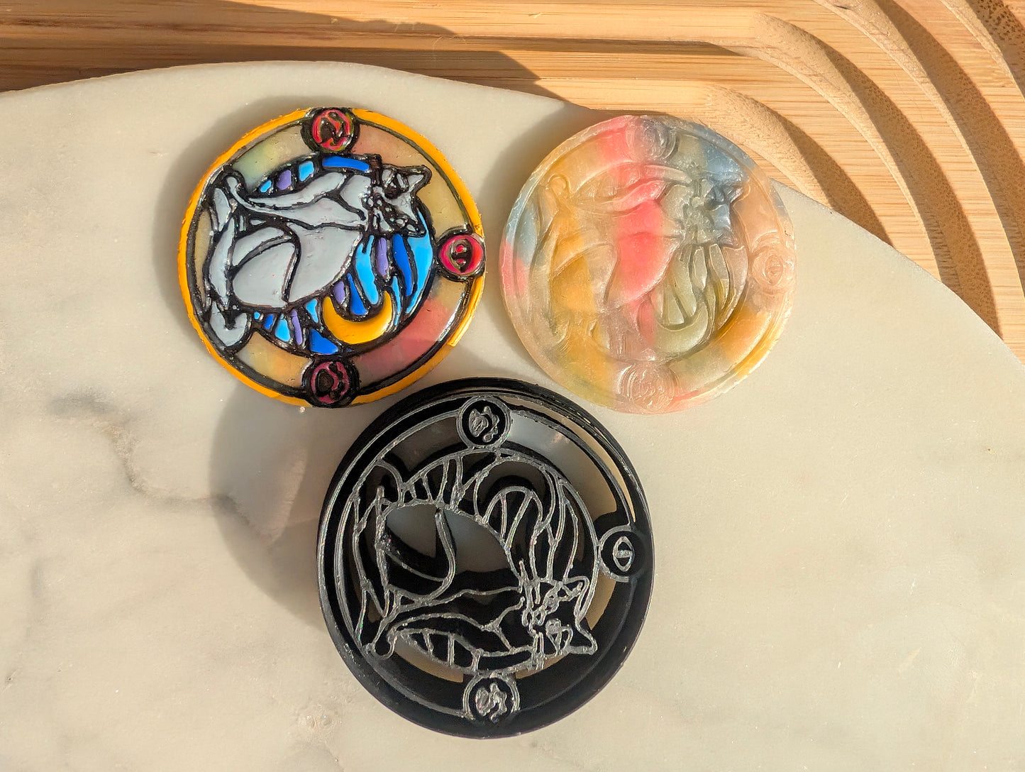 Stained Glass Cat and Crescent Moon Sharp Clay Cutter