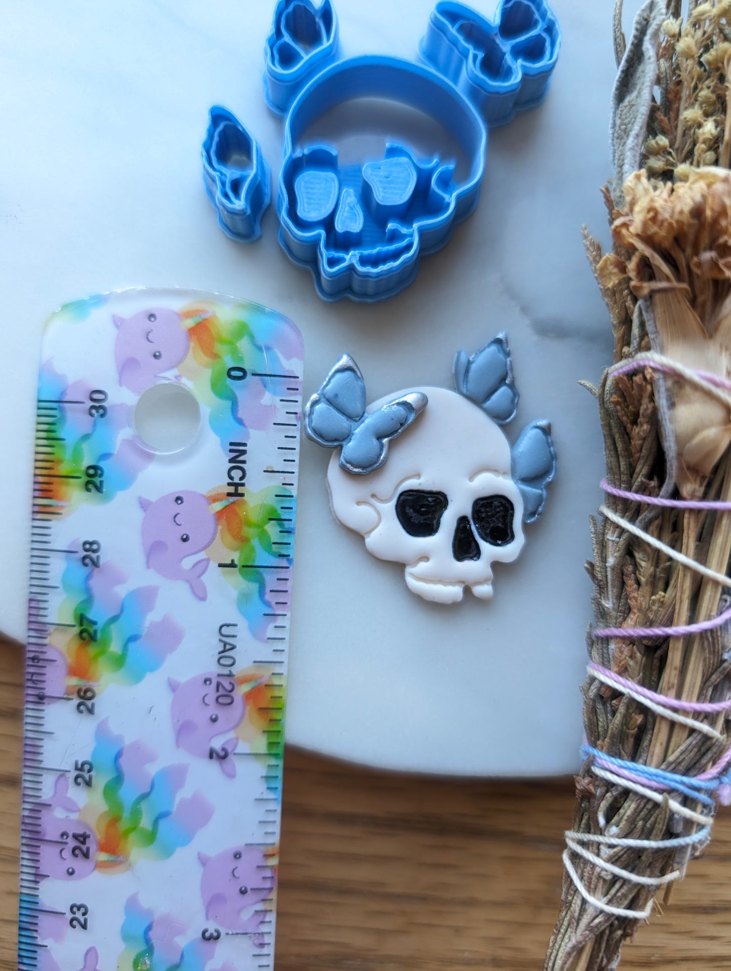 4 Piece Skull with Micro Butterflies Layered Sharp Clay Cutter