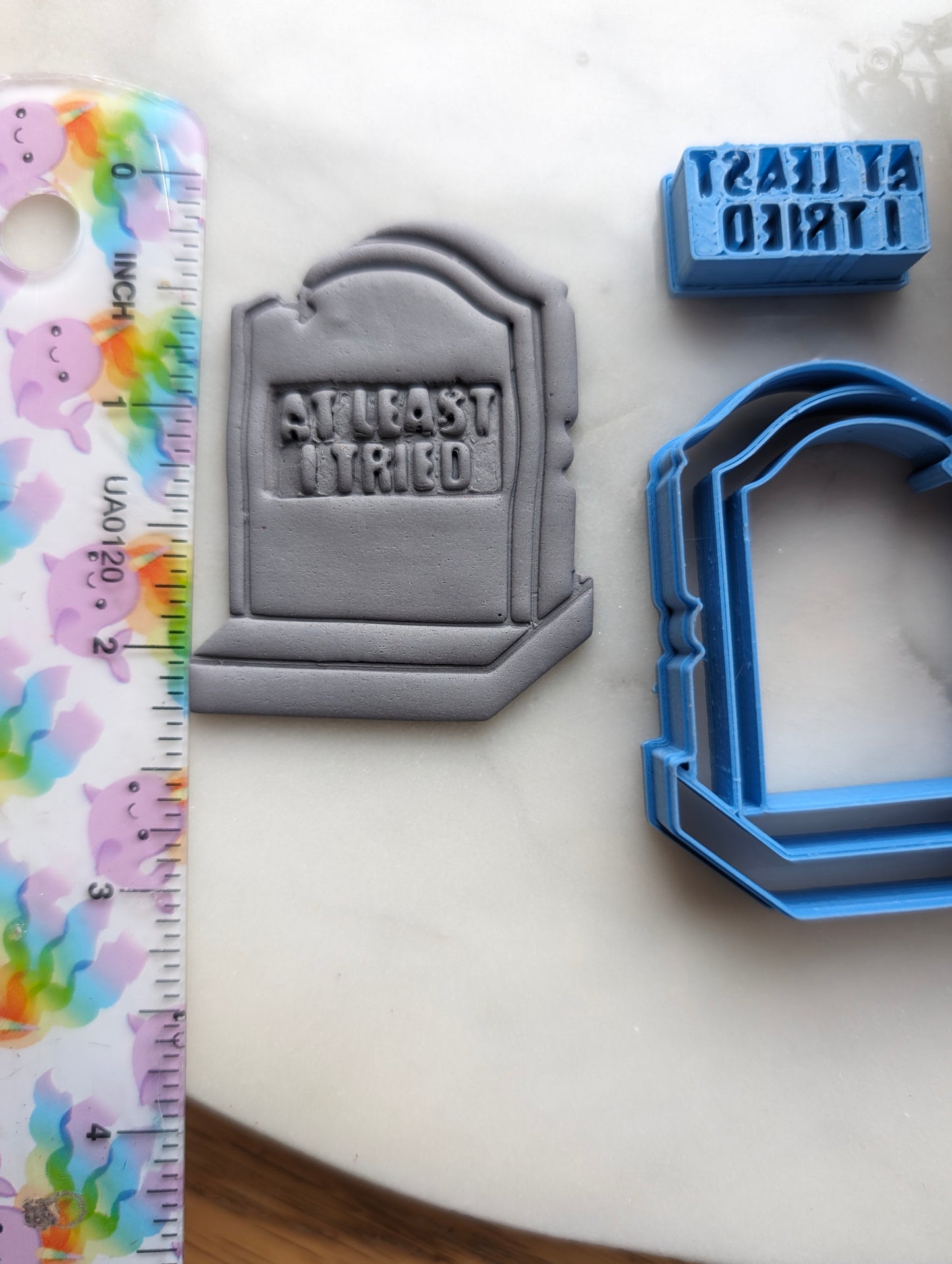 At Least I Tried Headstone Sharp Clay Cutter