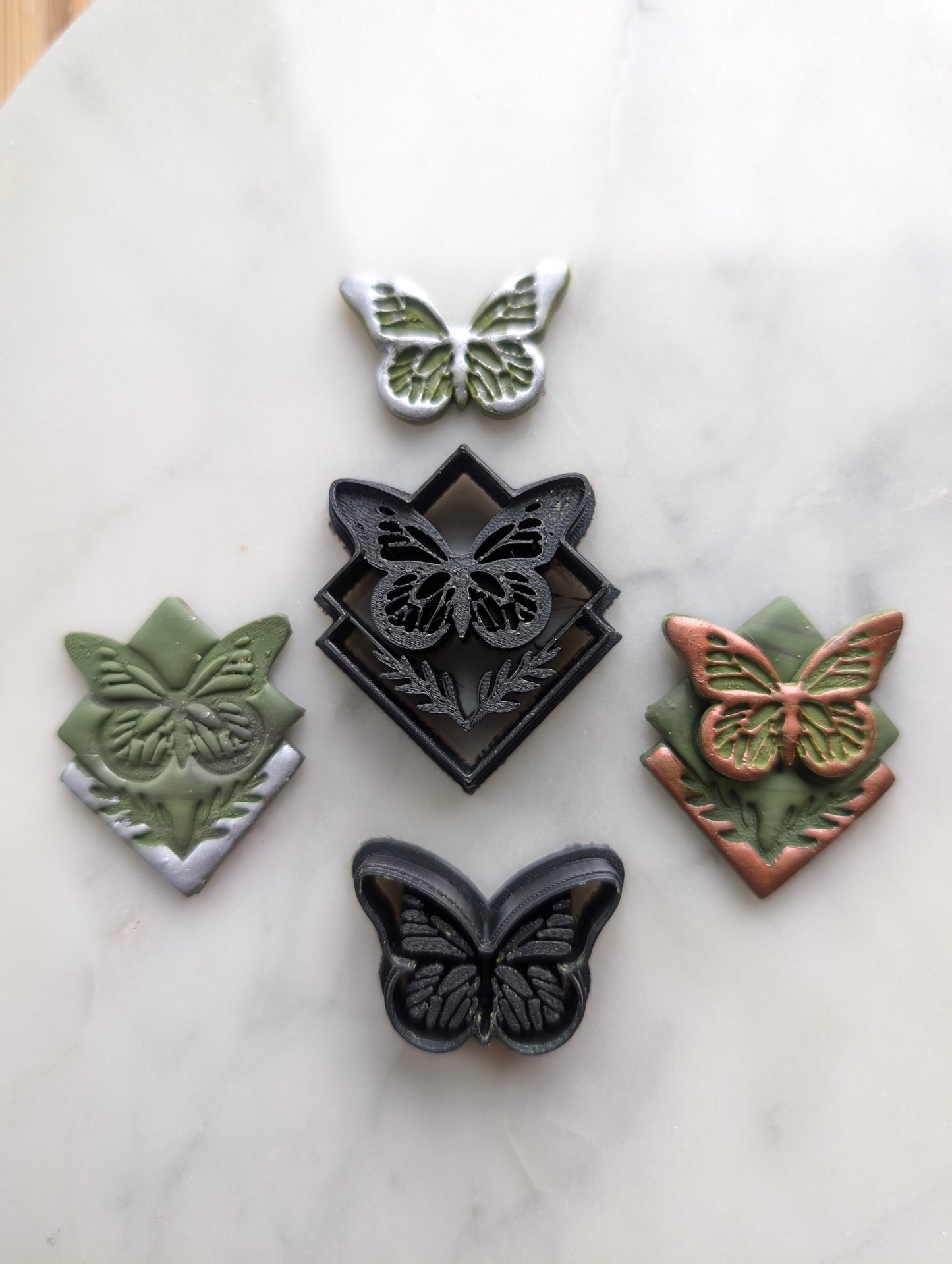 Set of Boho Butterfly in Double Diamonds and Separate Butterfly Sharp Clay Cutter
