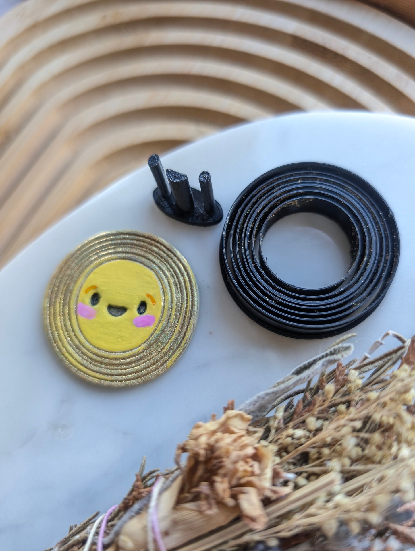 Sunny Day Ringed Orb with Happy Face Cutout Sharp Clay Cutter