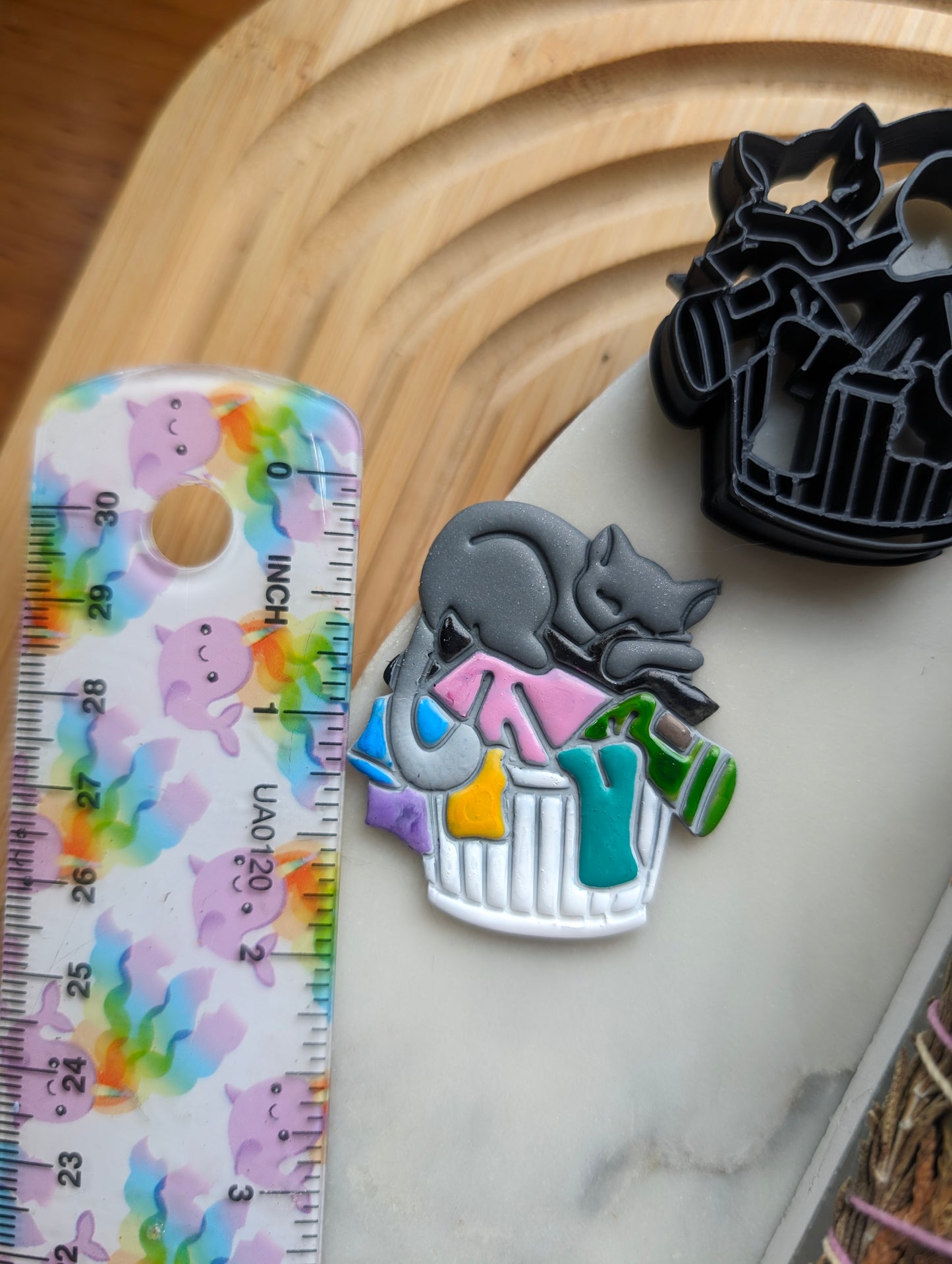 Cat Sleeping on Laundry Basket Sharp Clay Cutter