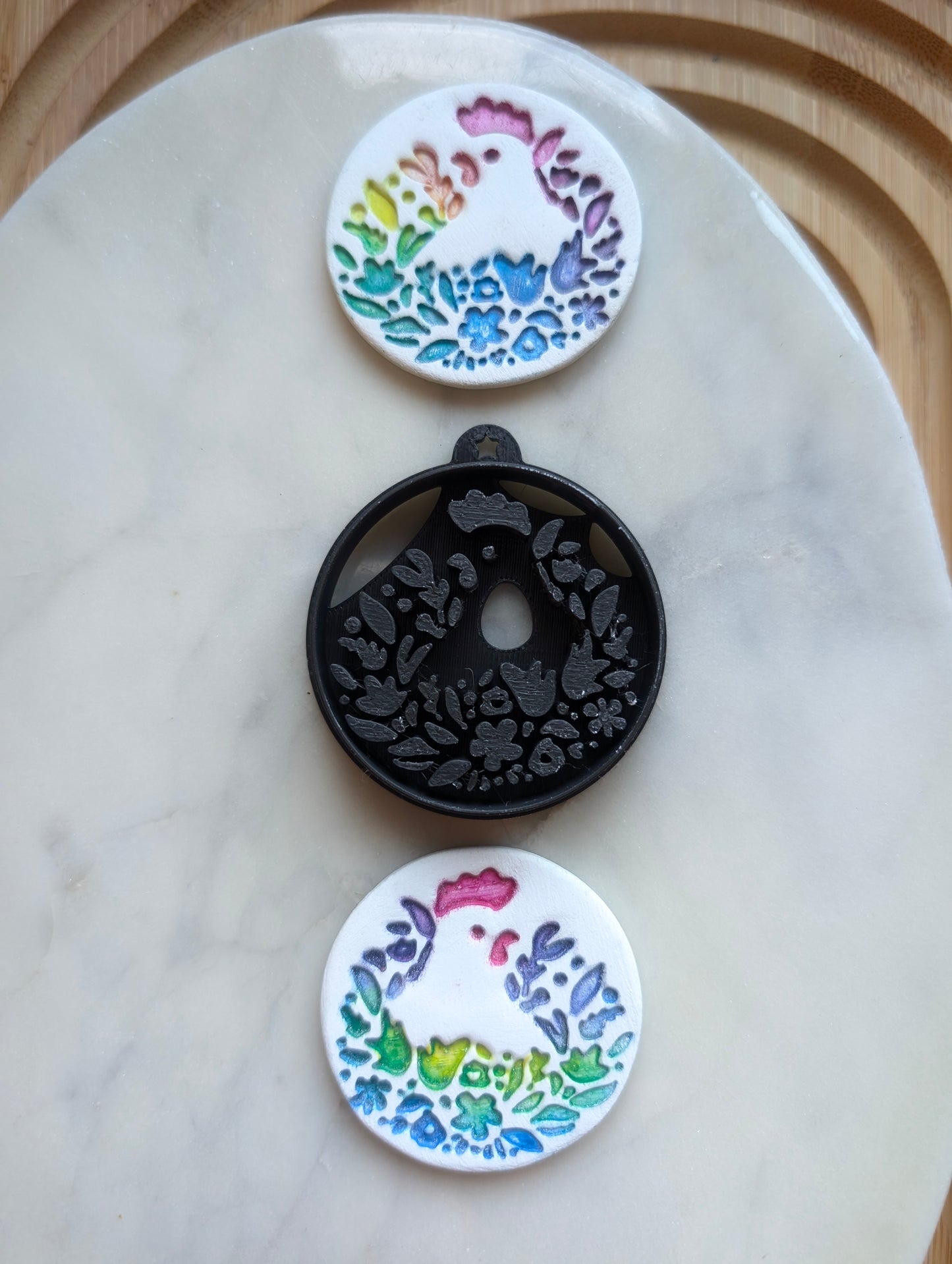 Hidden Chicken Floral Details Sharp Clay Cutter