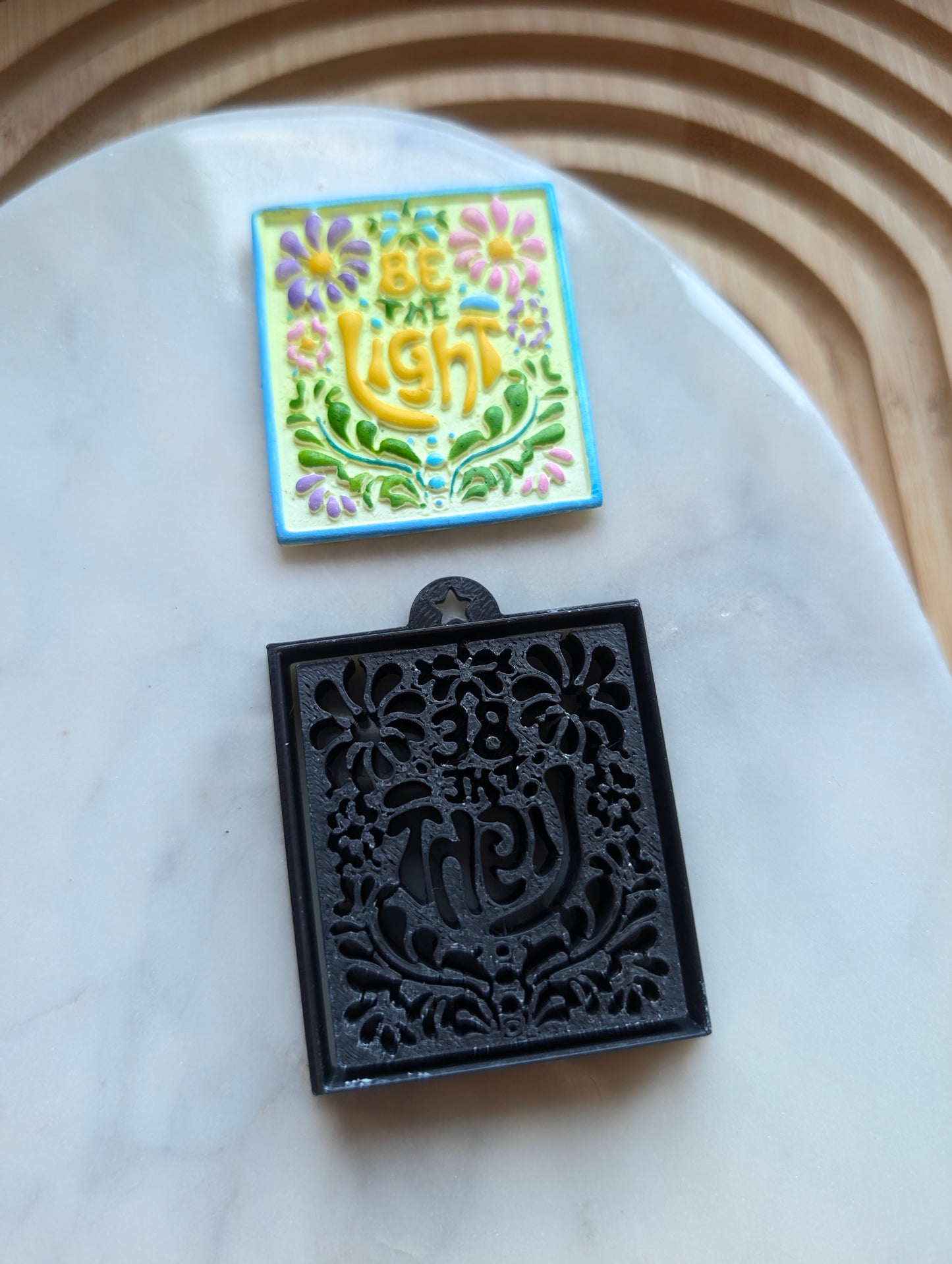 Be The Light Stylized Text Embossed Sharp Clay Cutter