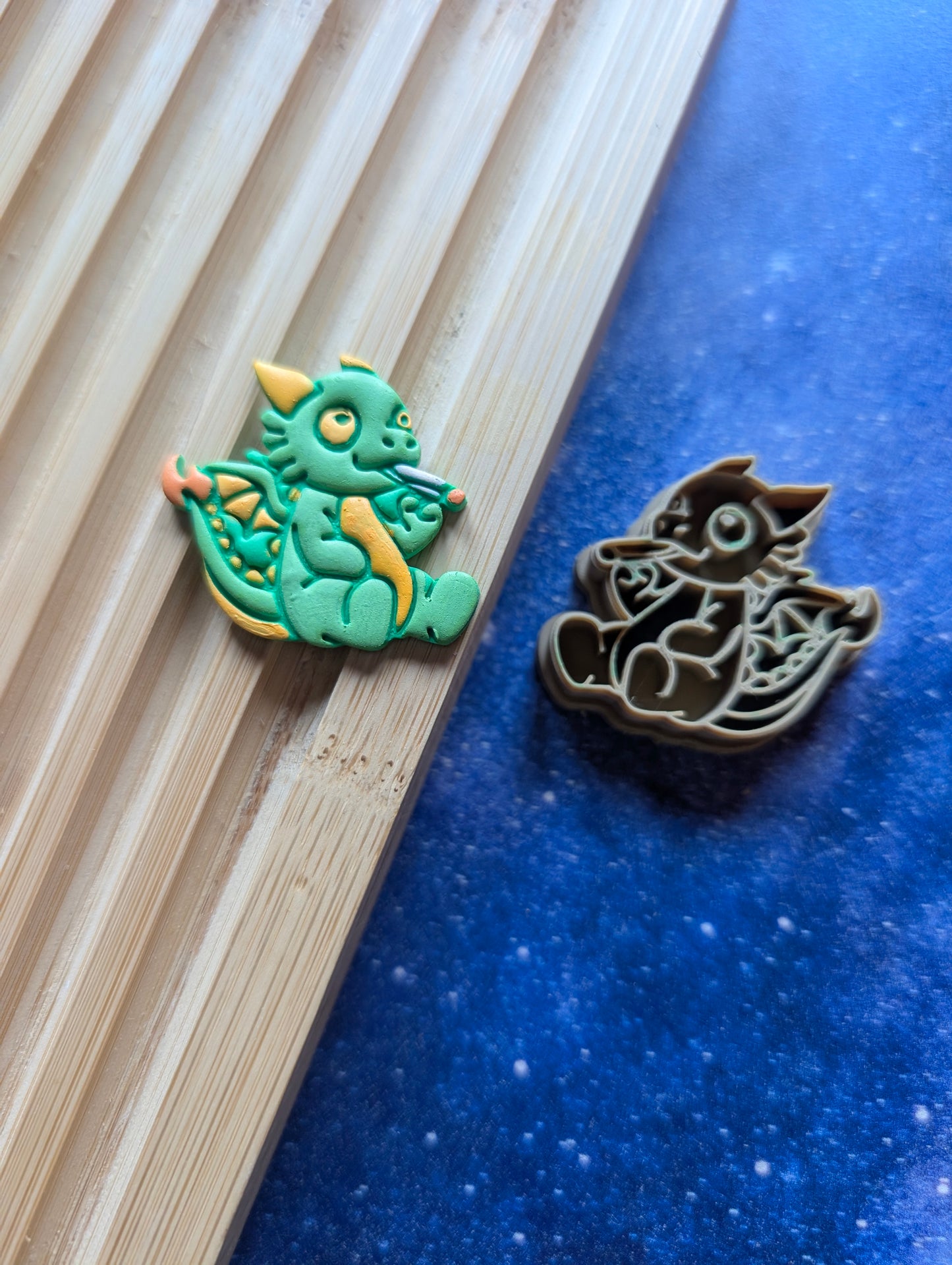 Chibi Dragon Smoking a Blunt Sharp Clay Cutter
