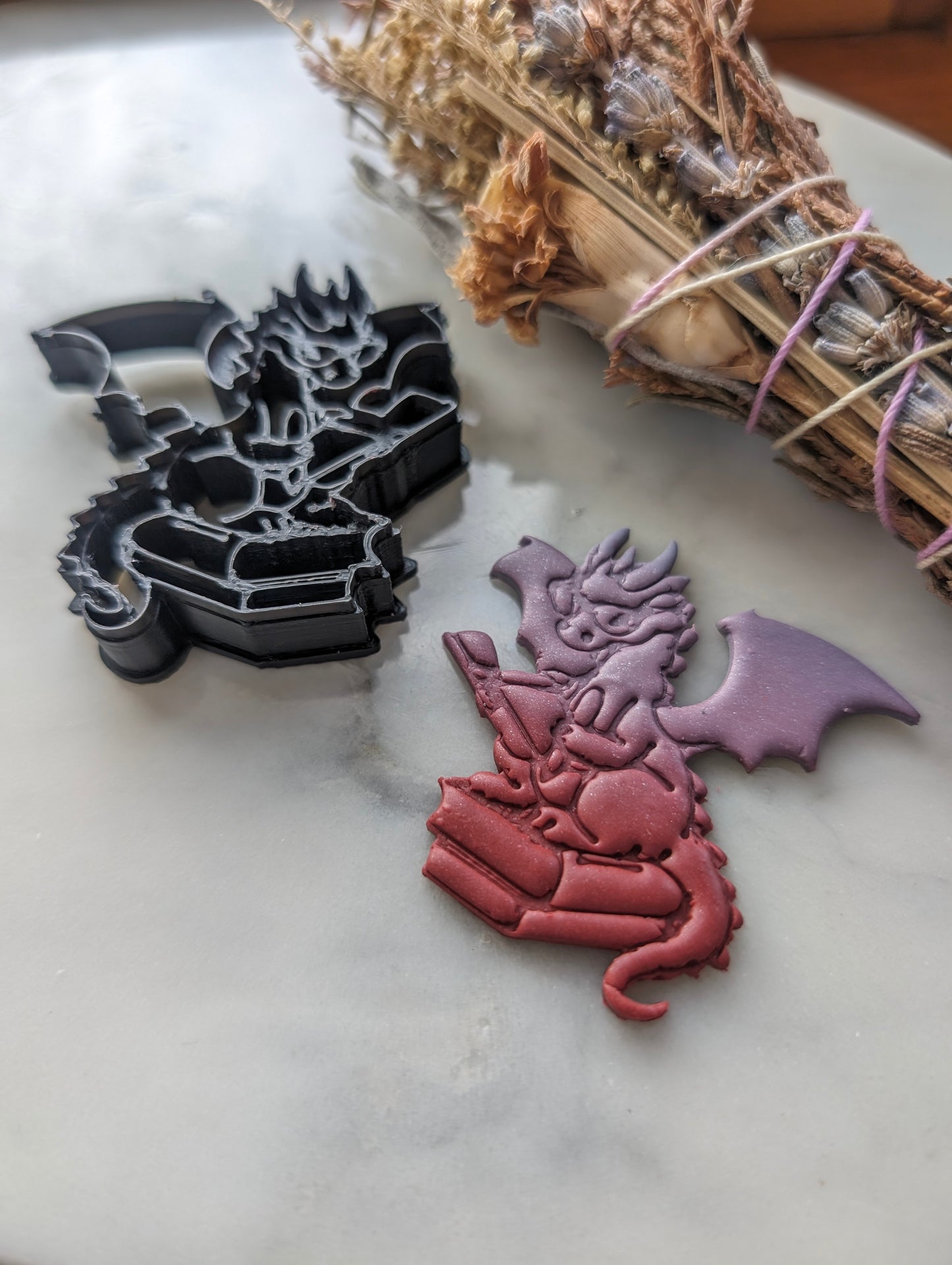 Editor Book Dragon with Glasses and Pen Embossed Sharp Clay Cutter