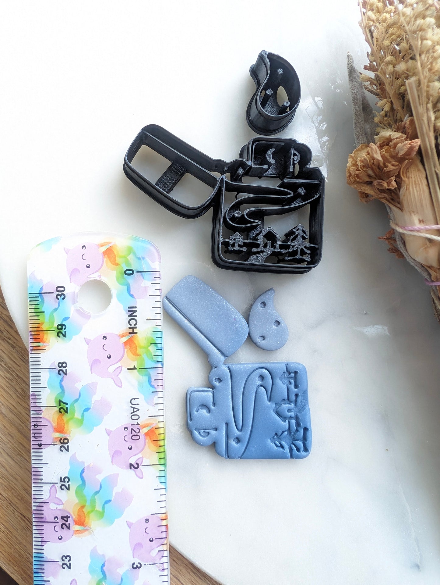 Lighter with Flame with Cabin Scene Sharp Clay Cutter