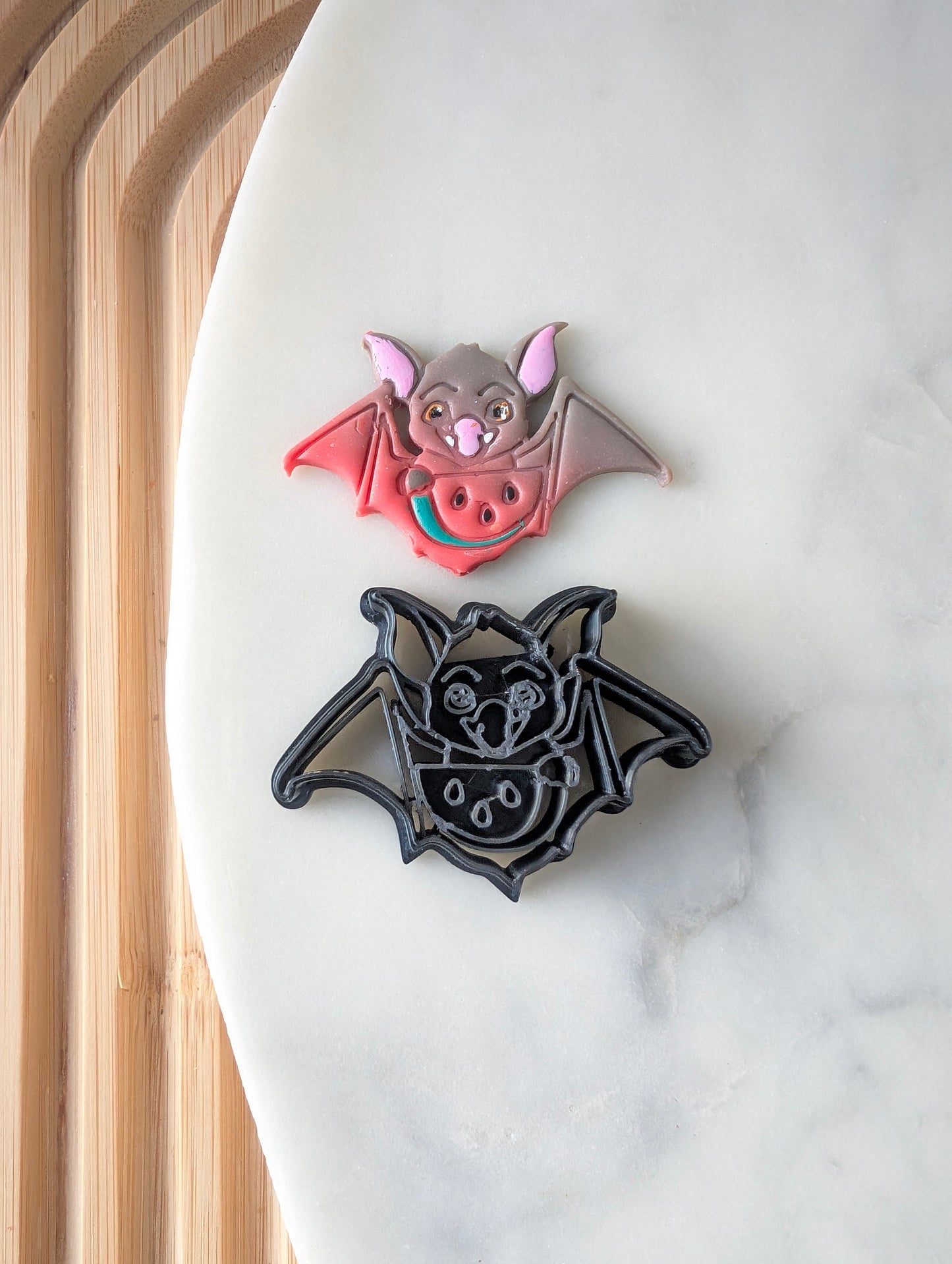 Chibi Fruit Bat with Watermelon Slice Sharp Clay Cutter
