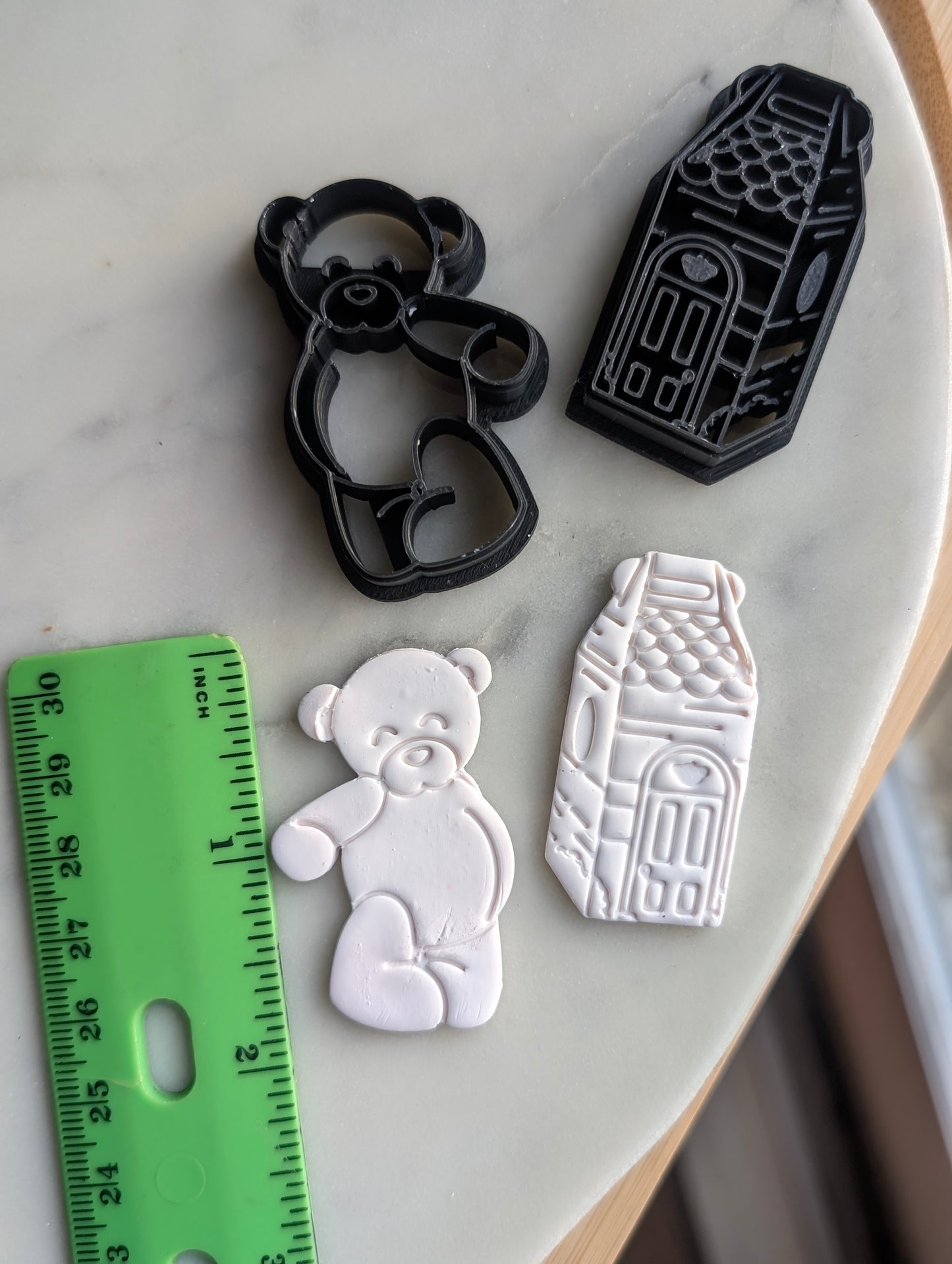 Teddy Bear and His Box House Sharp Clay Cutter PAIR