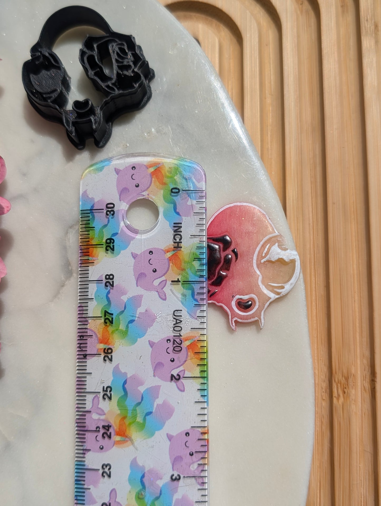 Cat Skull with Rose in Eye Clay Cutter