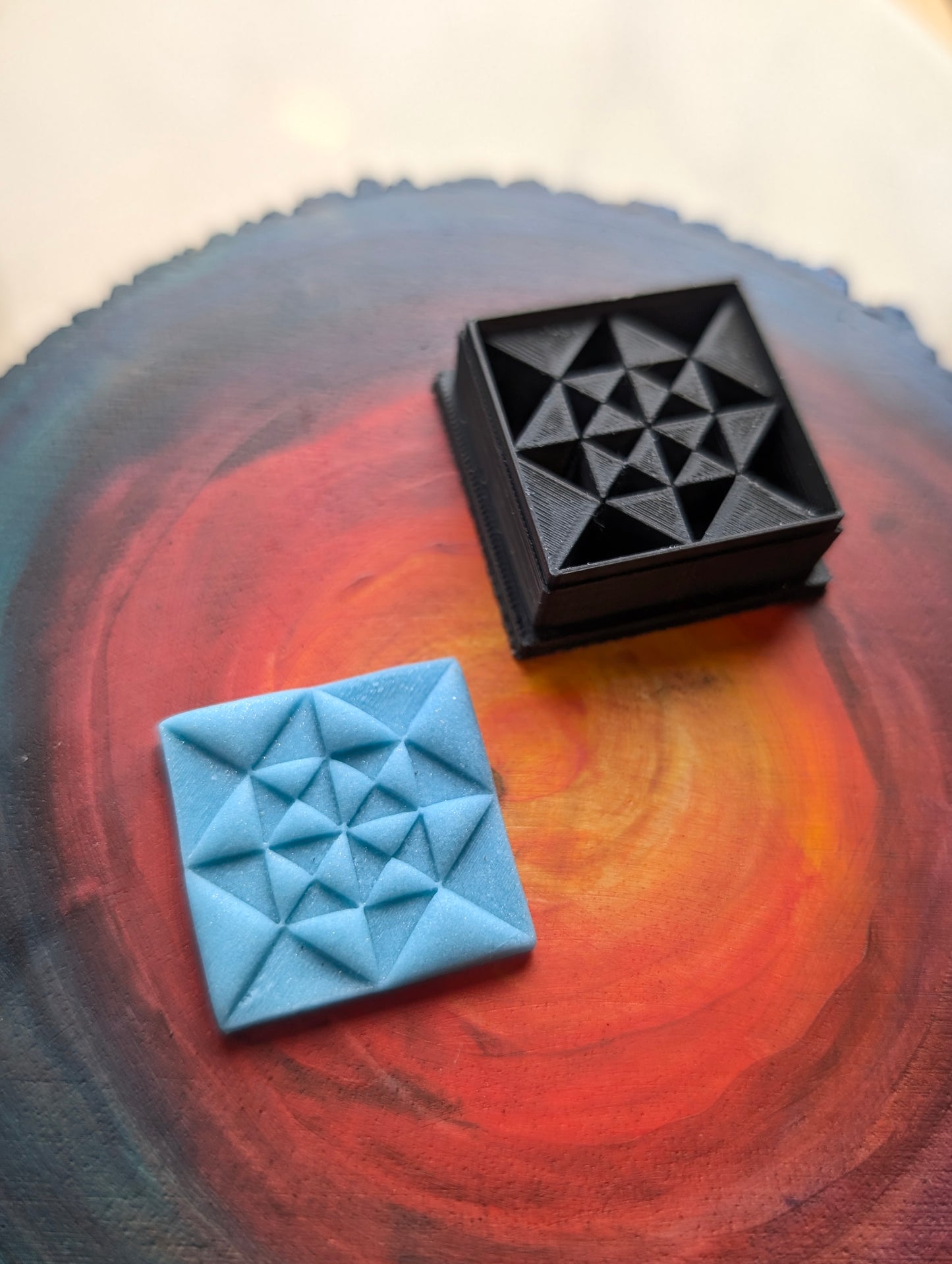 Quilt Square Pattern Inspired All Triangles - Embossed Sharp Clay Cutter