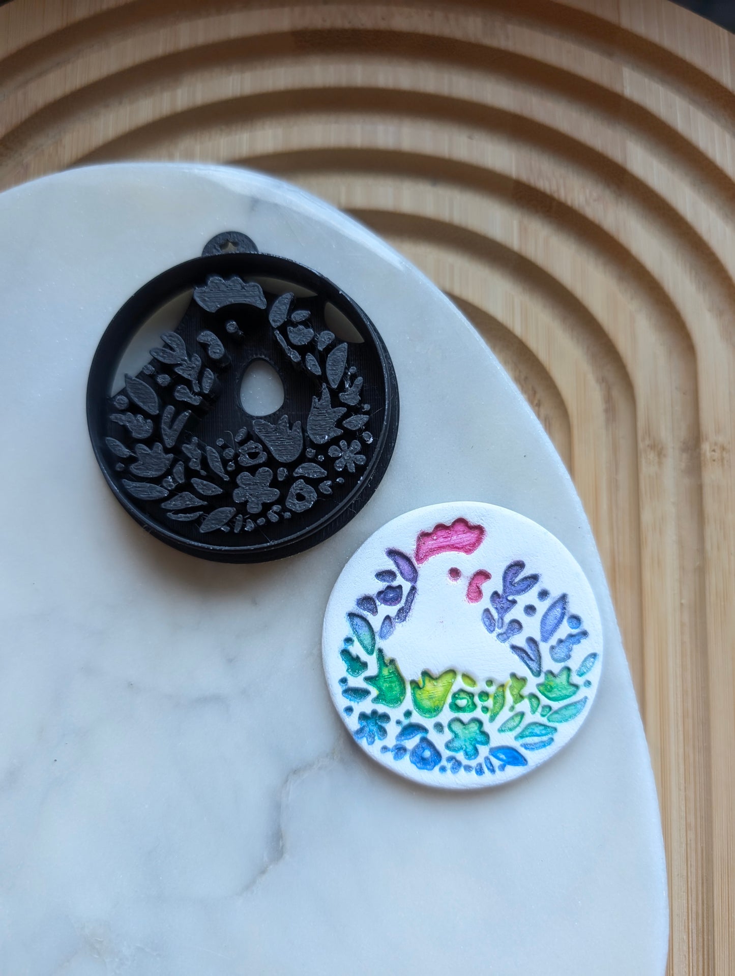 Hidden Chicken Floral Details Sharp Clay Cutter