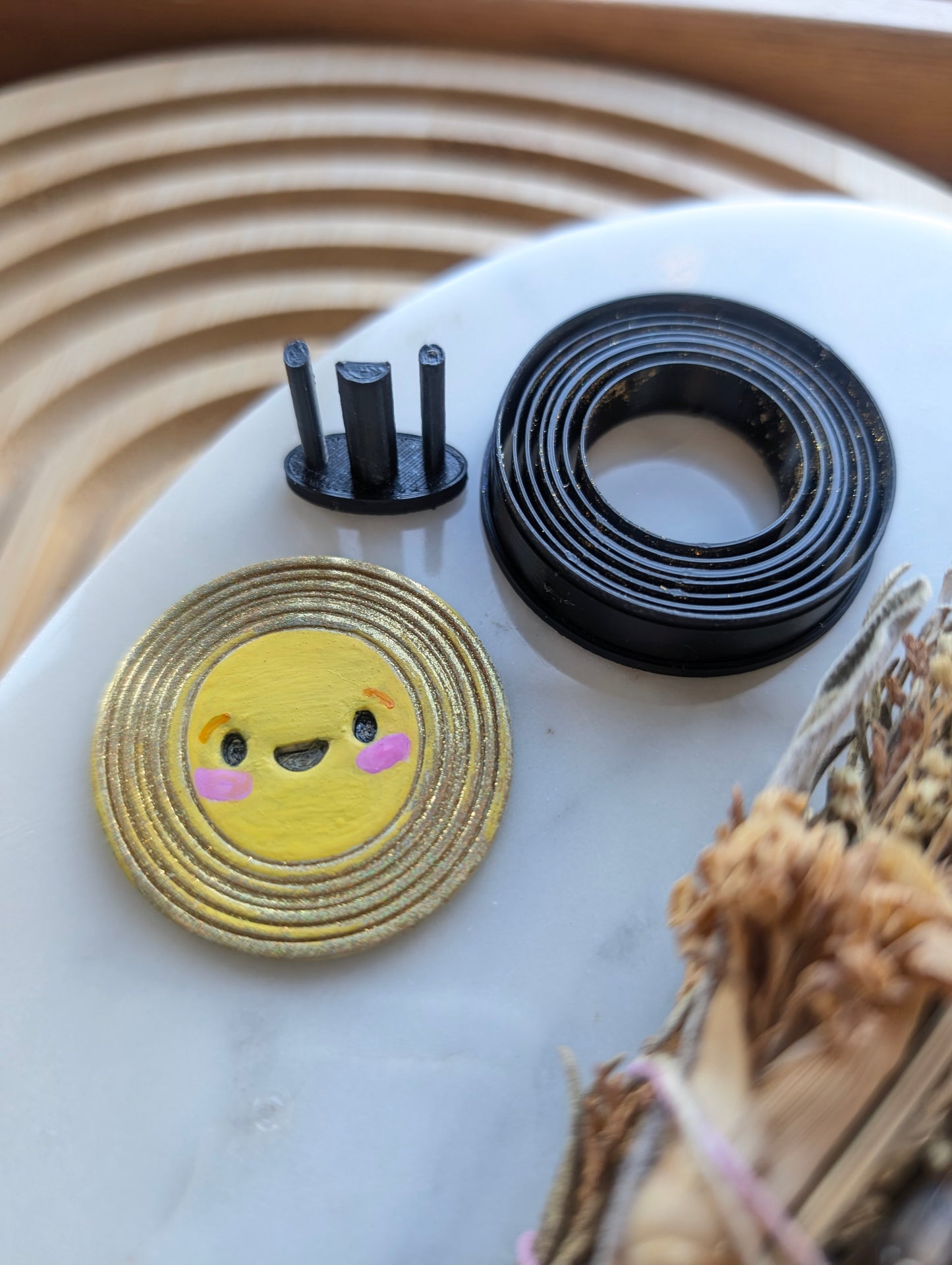 Sunny Day Ringed Orb with Happy Face Cutout Sharp Clay Cutter
