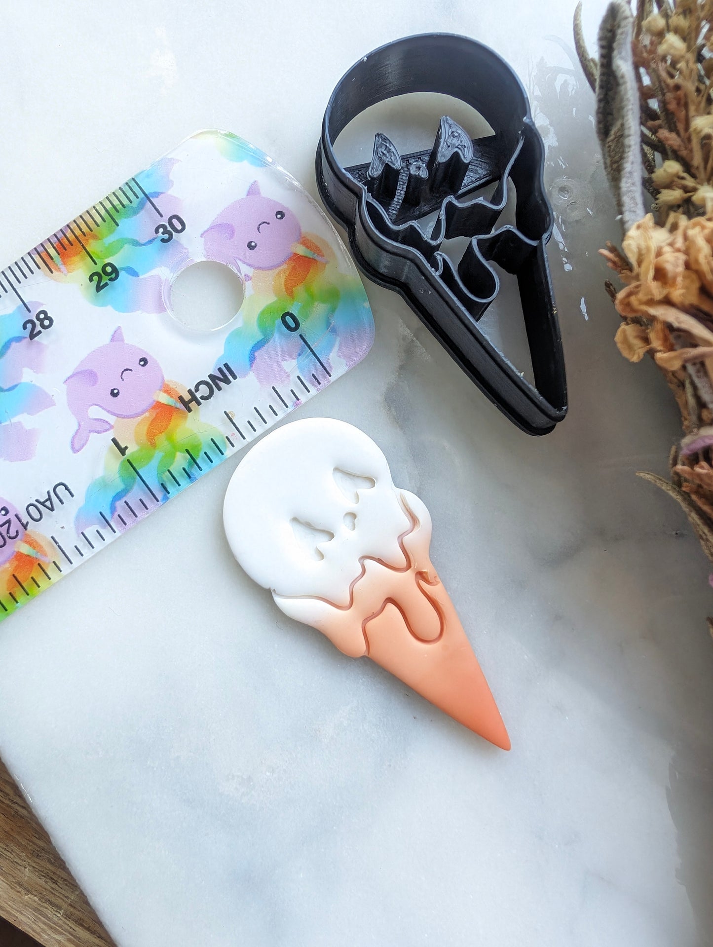 Skull Double Scoop Ice Cream Cone Sharp Clay Cutter