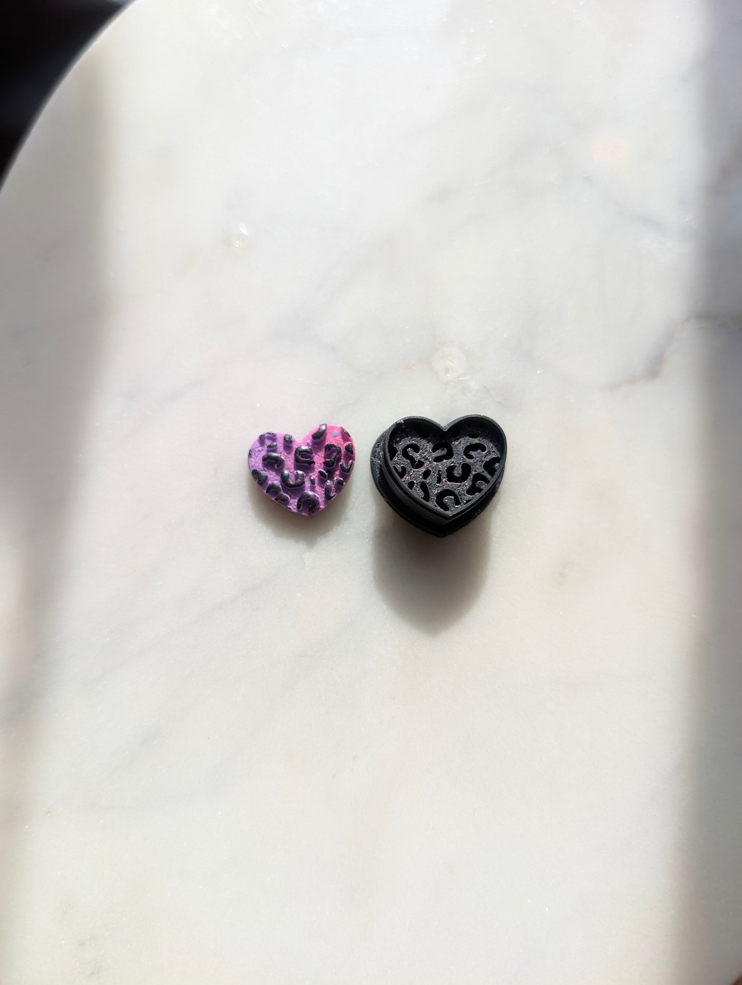 Leopard Print Tiny Heart Sharp Clay Cutter