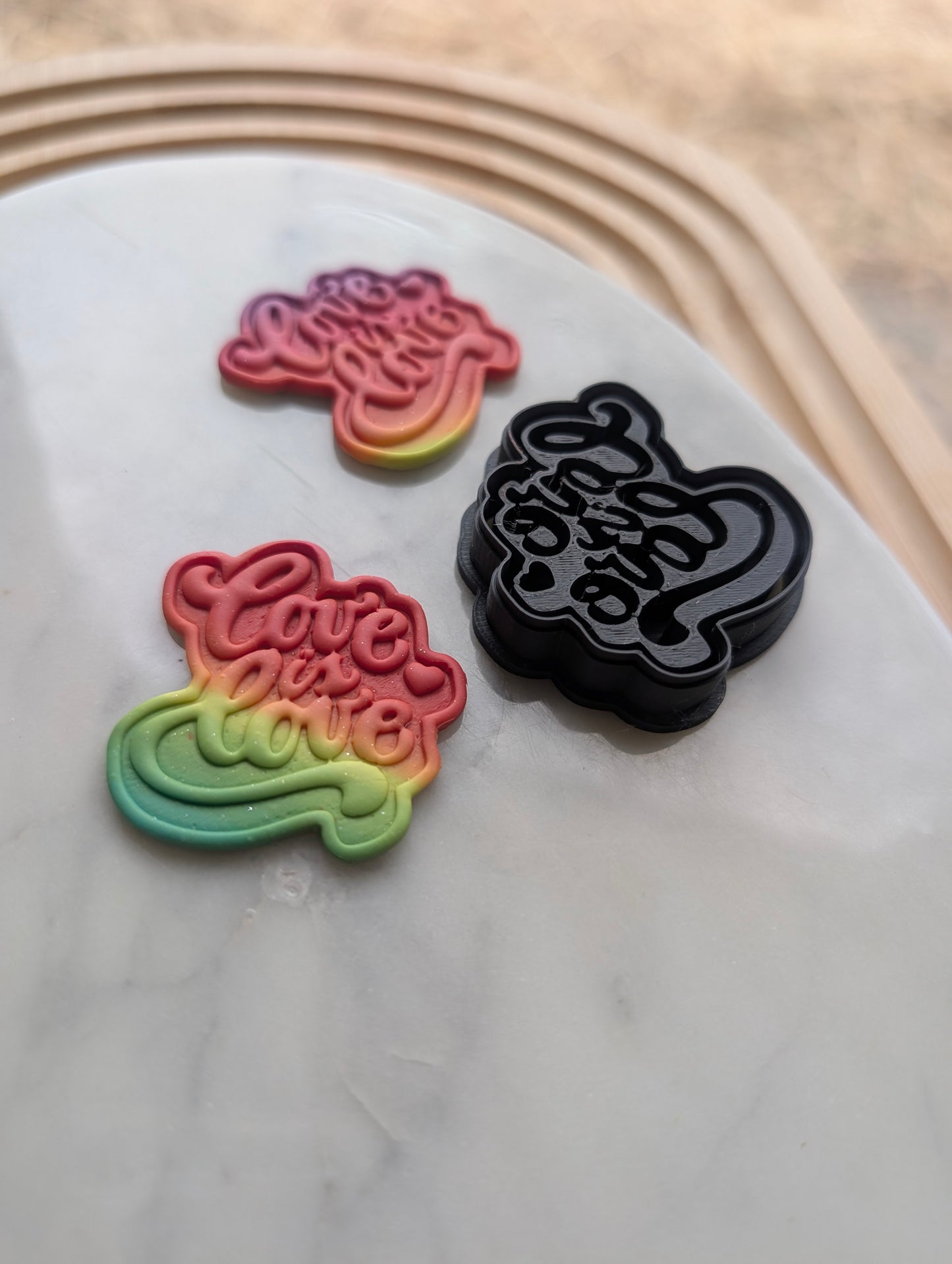 Love is Love Groovy Text Embossed Sharp Cutter for Clay and More