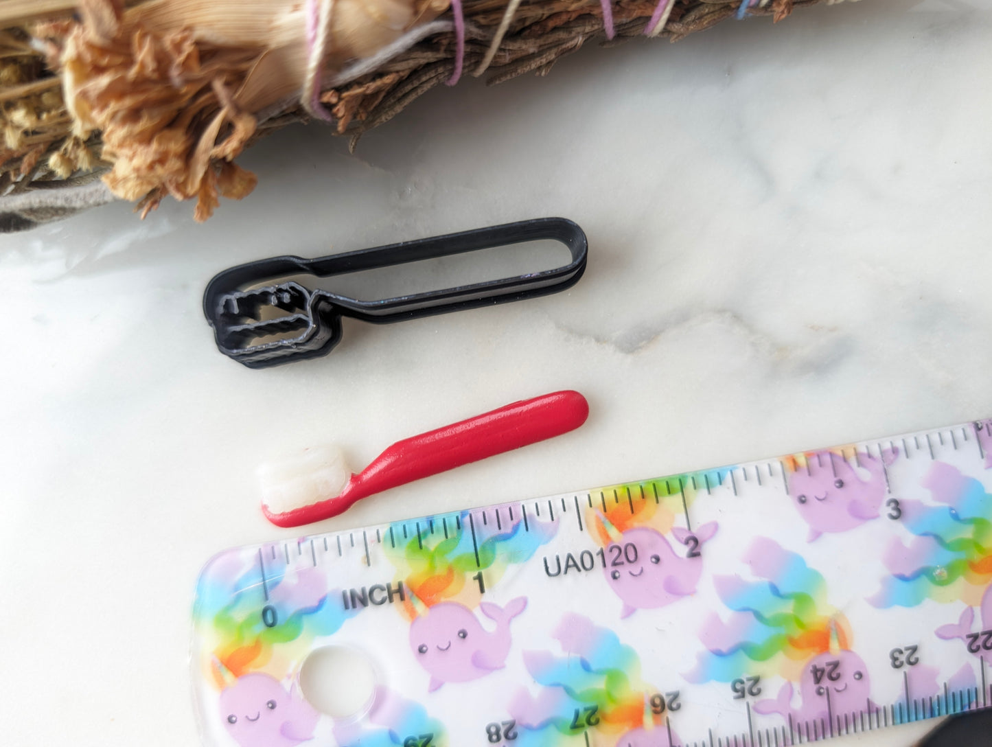 Tiny Toothbrush Embossed Sharp Clay Cutter