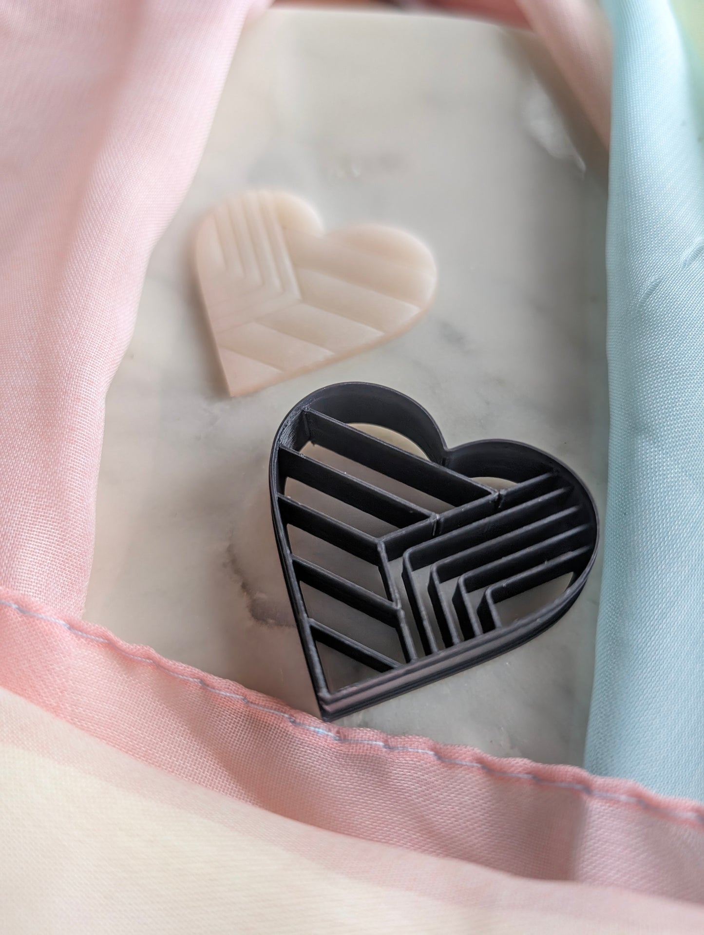 Pride Flag in a Heart Embossed Sharp Clay Cutter