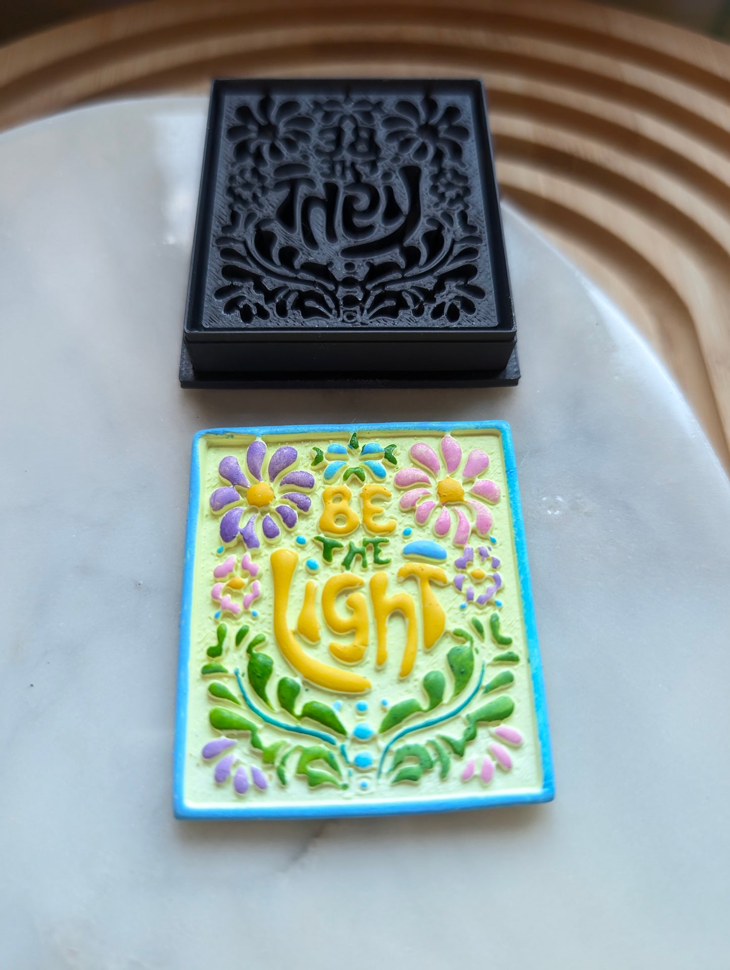 Be The Light Stylized Text Embossed Sharp Clay Cutter