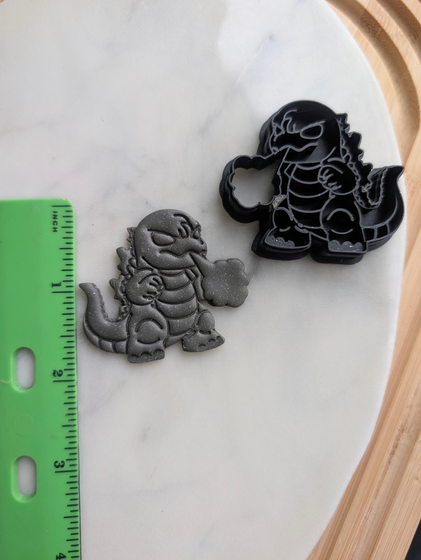 Kaiju Godzilla Blowing Smoke Embossed Sharp Cutter for Clay and More
