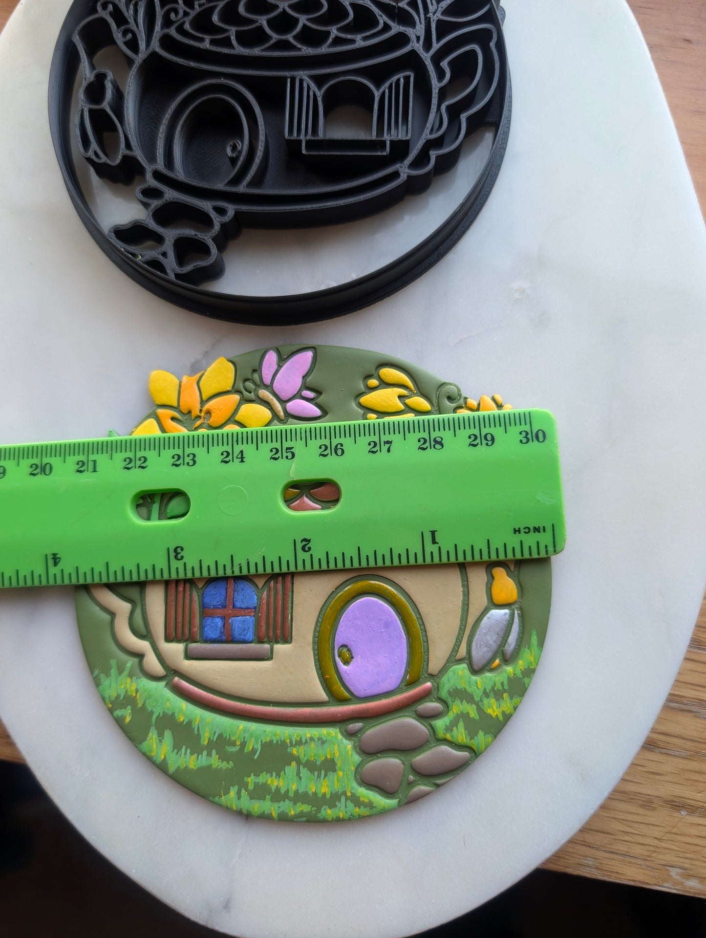 XL Teapot Cottage House Scene Wall Hanger Sharp Clay Cutter