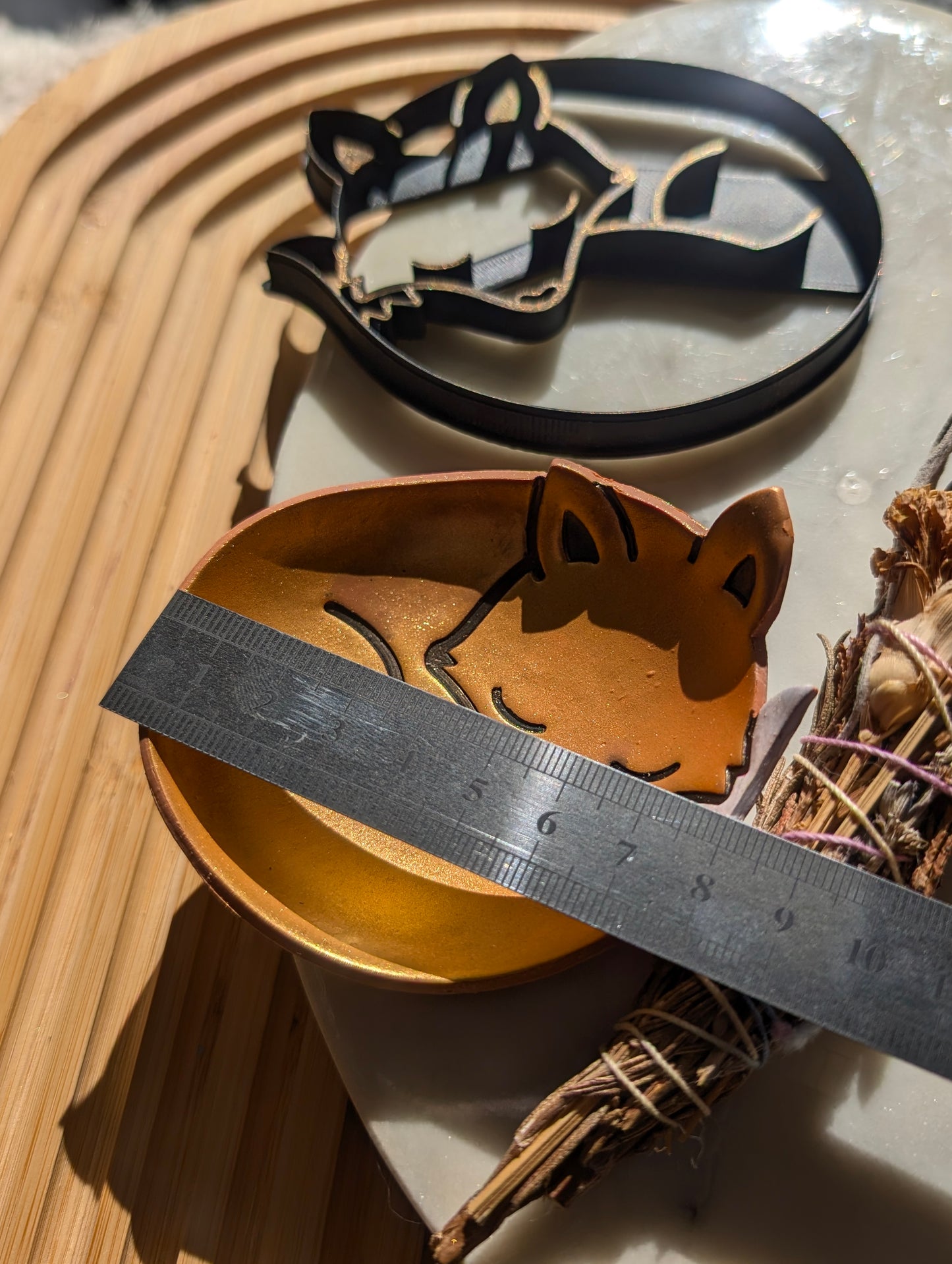 Trinket Dish Sleeping Fox Sharp Clay Cutter