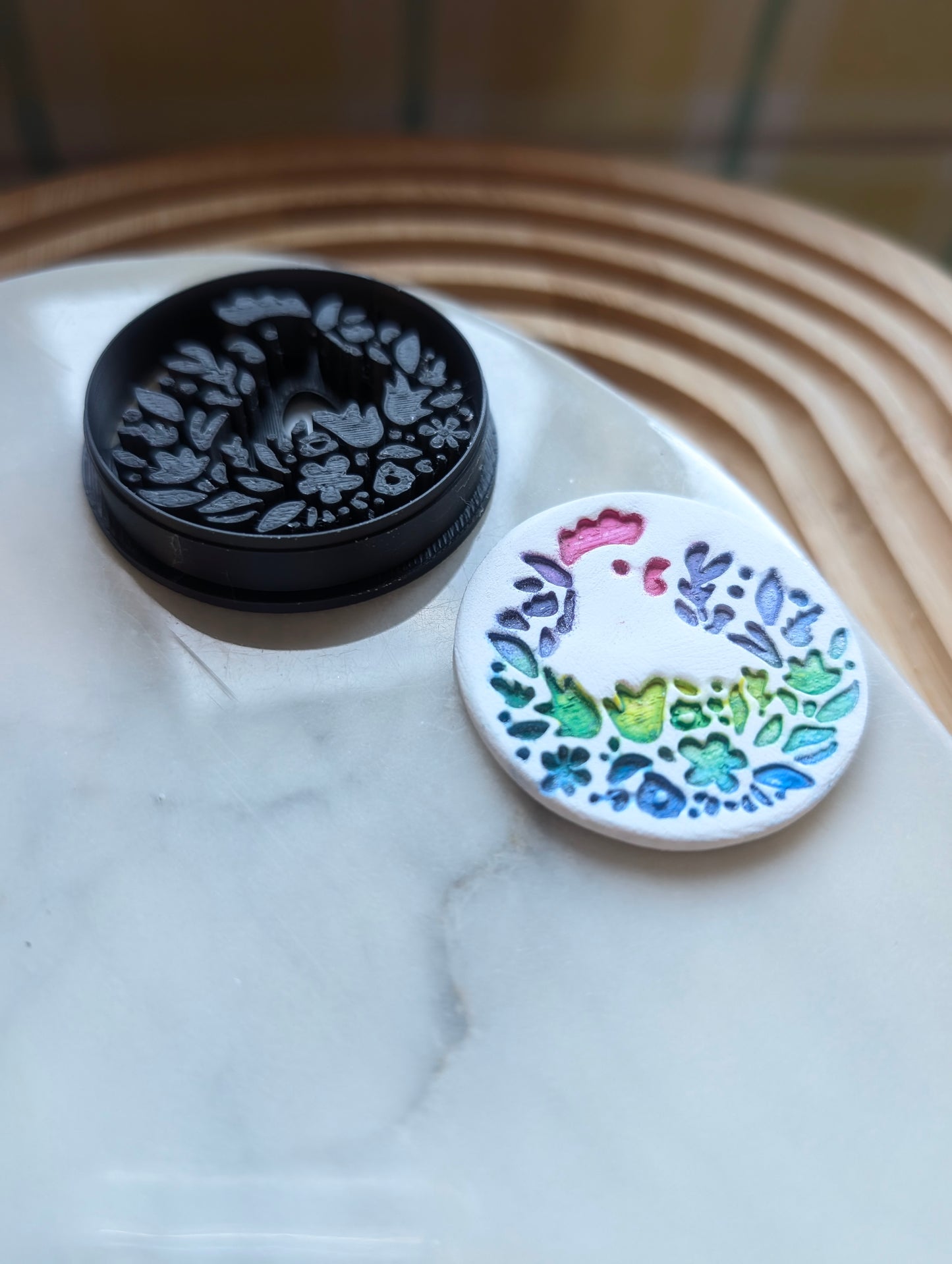 Hidden Chicken Floral Details Sharp Clay Cutter