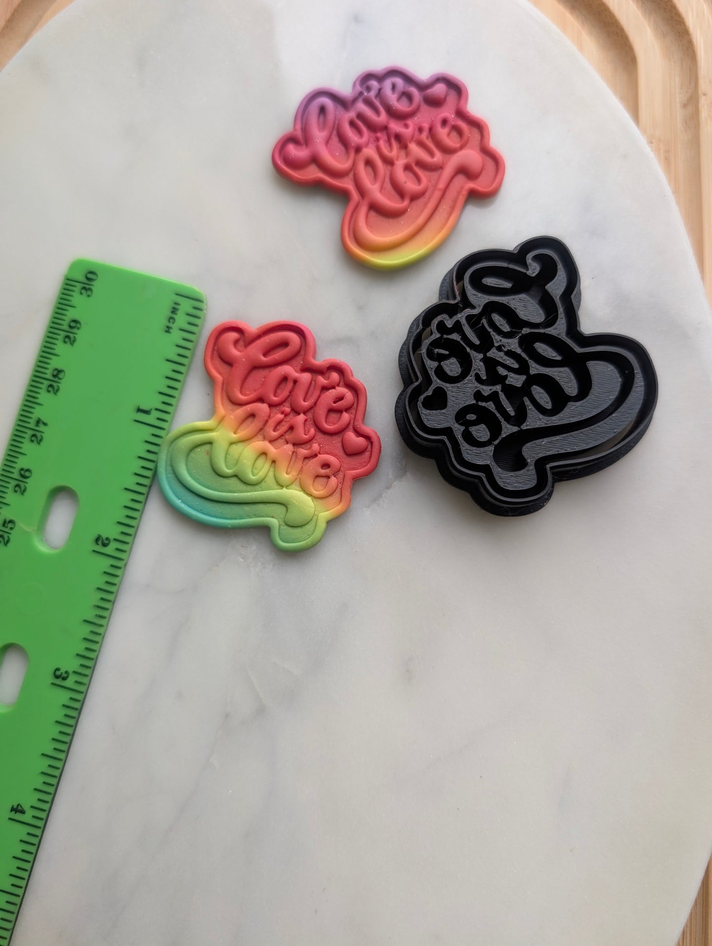 Love is Love Groovy Text Embossed Sharp Cutter for Clay and More