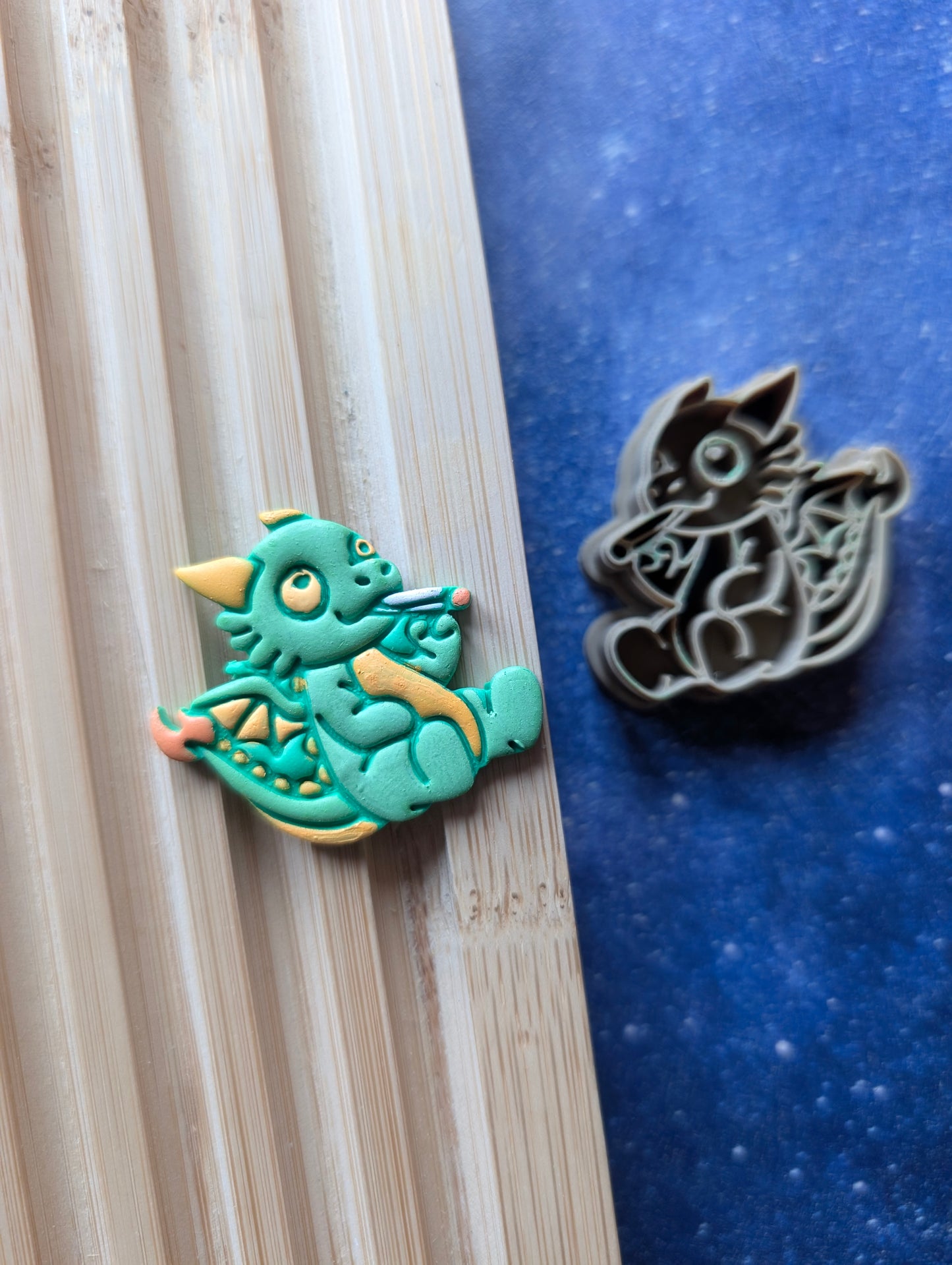 Chibi Dragon Smoking a Blunt Sharp Clay Cutter