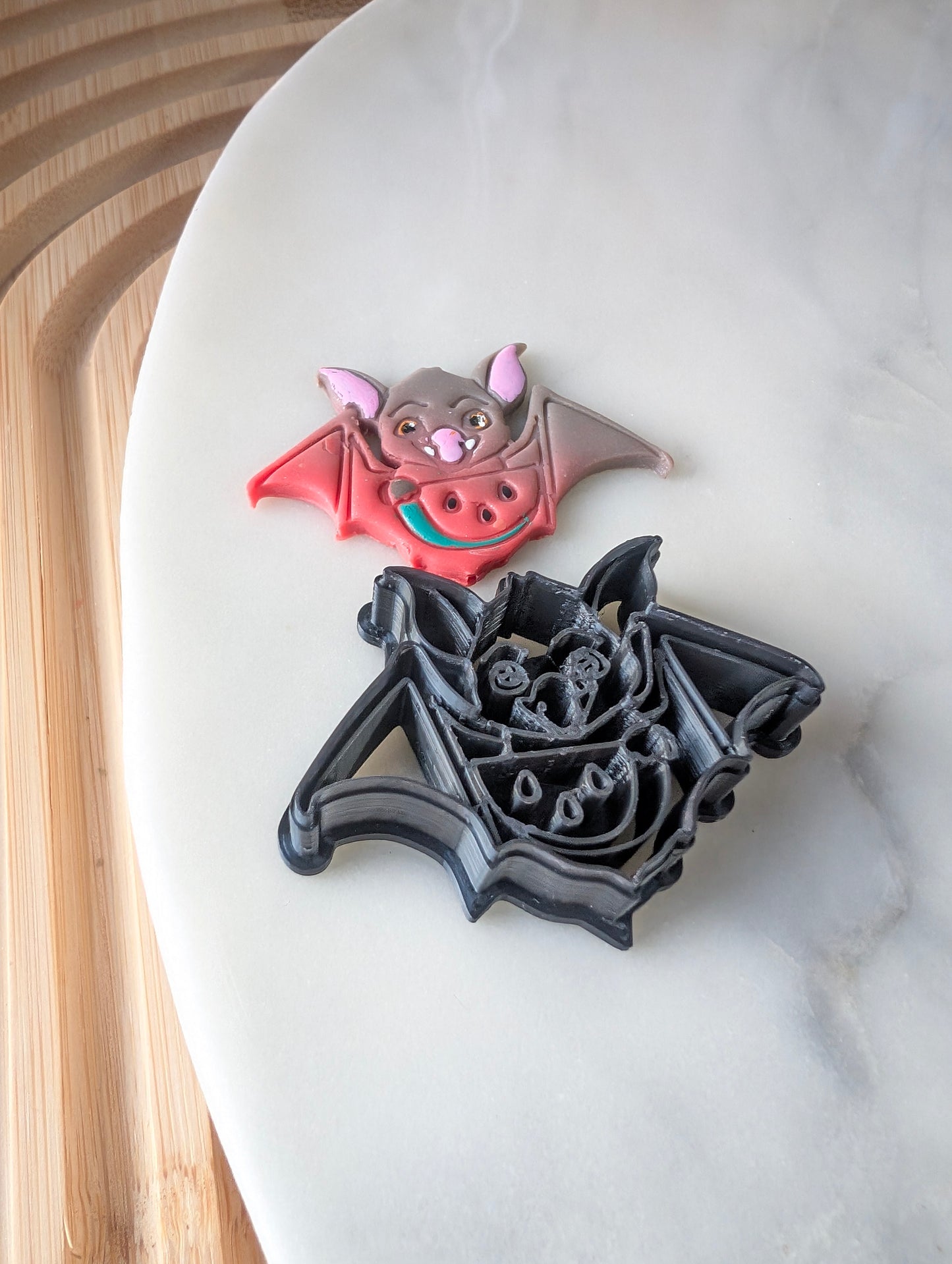Chibi Fruit Bat with Watermelon Slice Sharp Clay Cutter