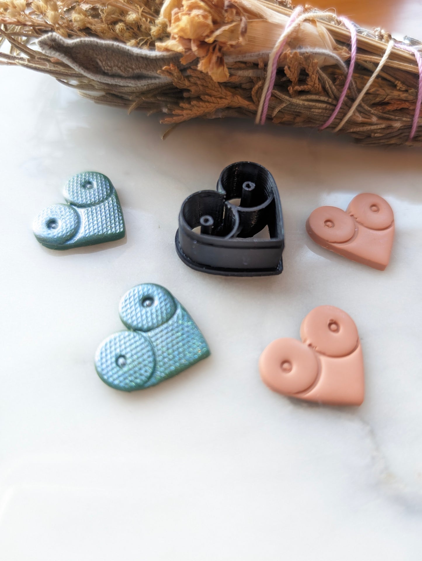 Smaller Boob Heart - Embossed Sharp Clay Cutter