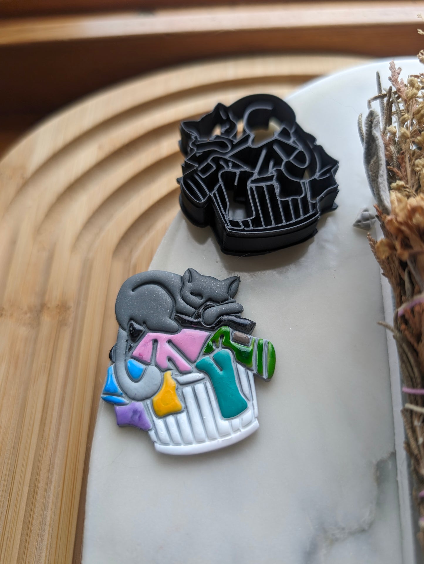 Cat Sleeping on Laundry Basket Sharp Clay Cutter