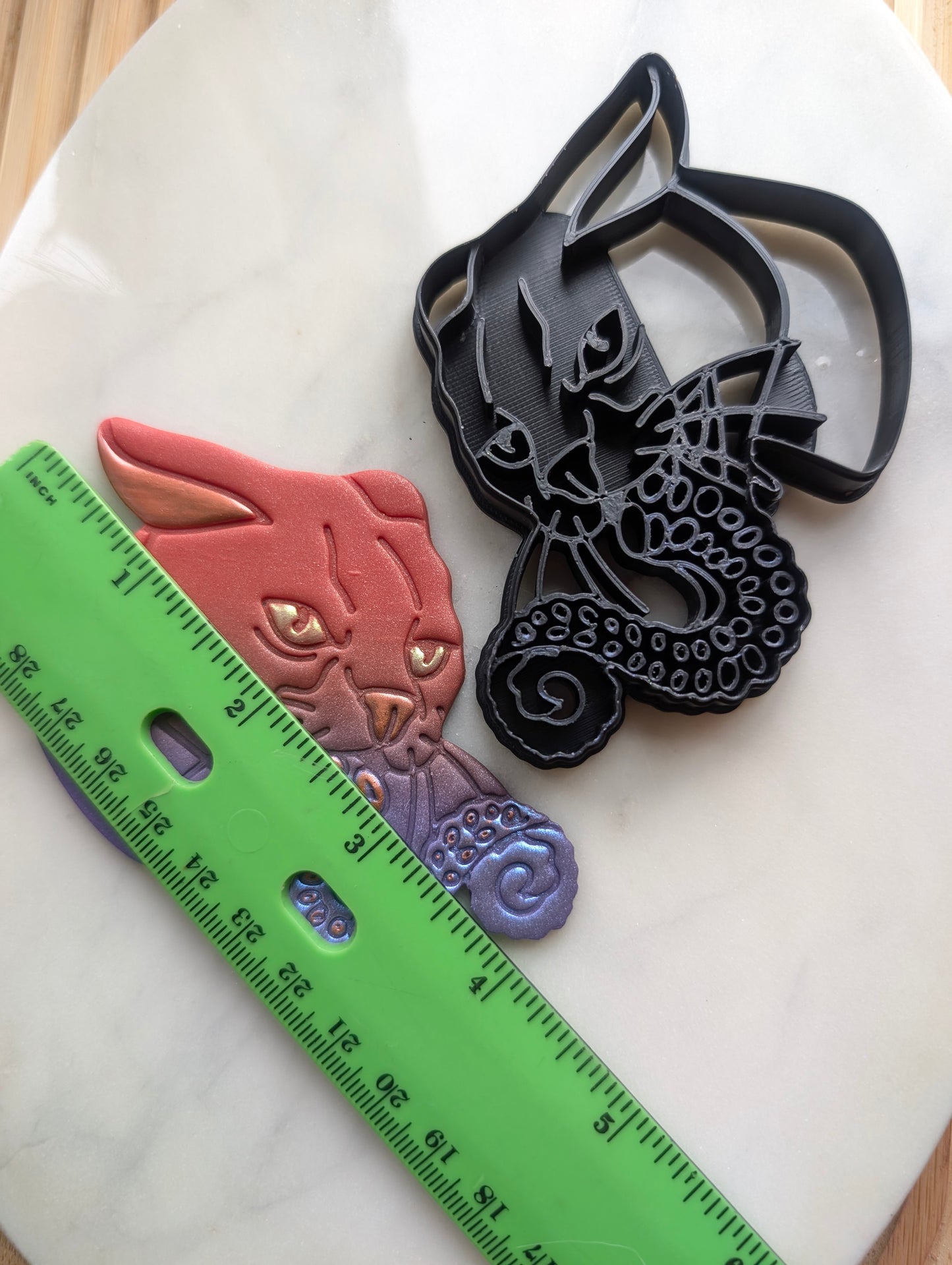 XL Angry Cat Head with a Tentacle Tongue Wall Hanger Sharp Clay Cutter