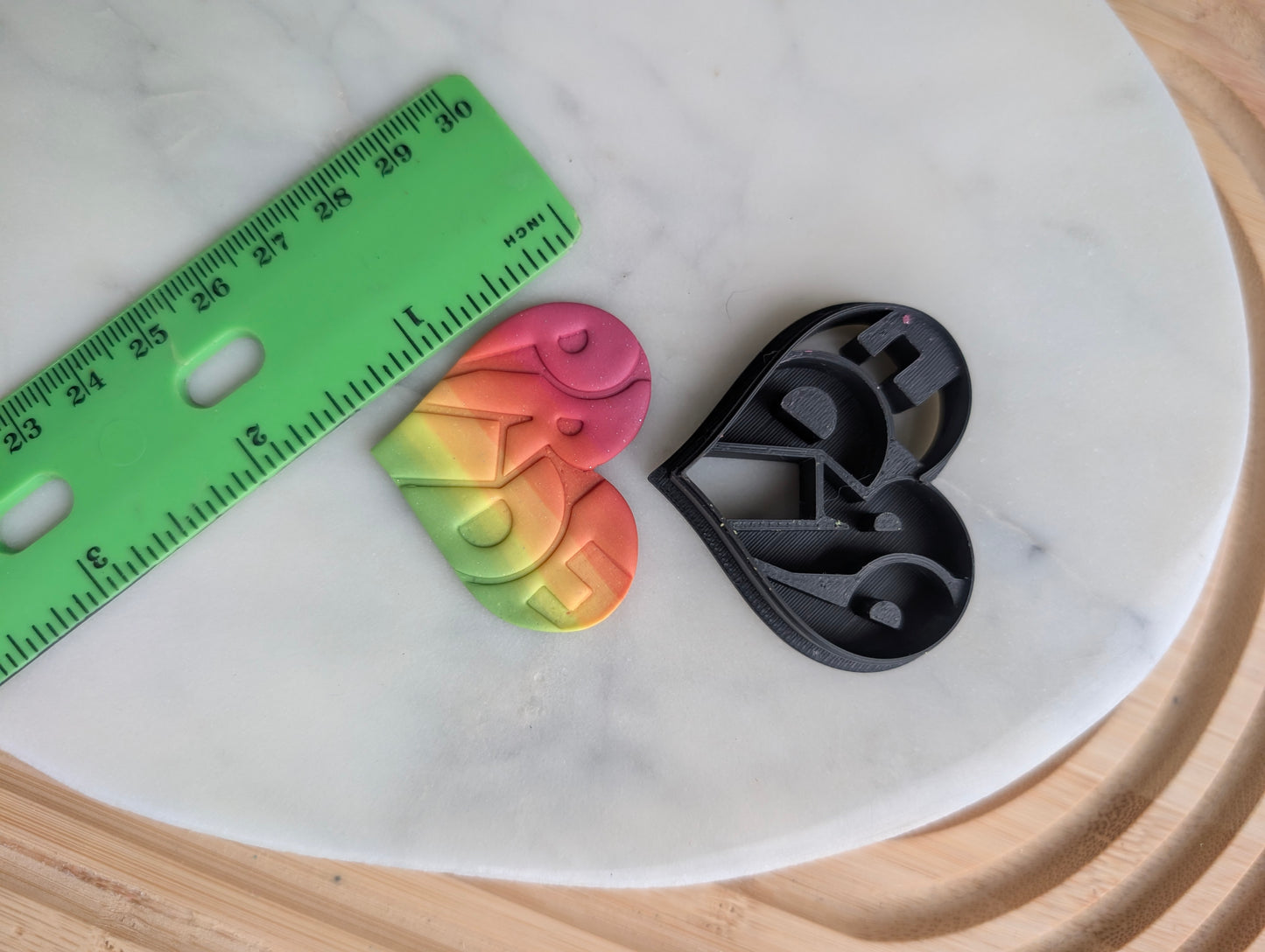 Pride Text in Heart Embossed Sharp Cutter for Clay and More