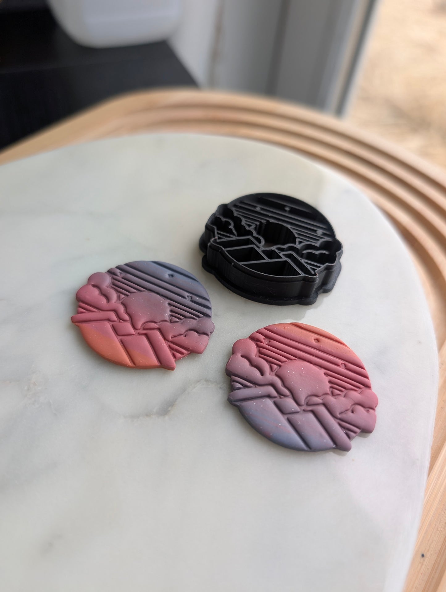 Mountain Scene Night Sky in Circle Embossed Sharp Cutter for Clay and More