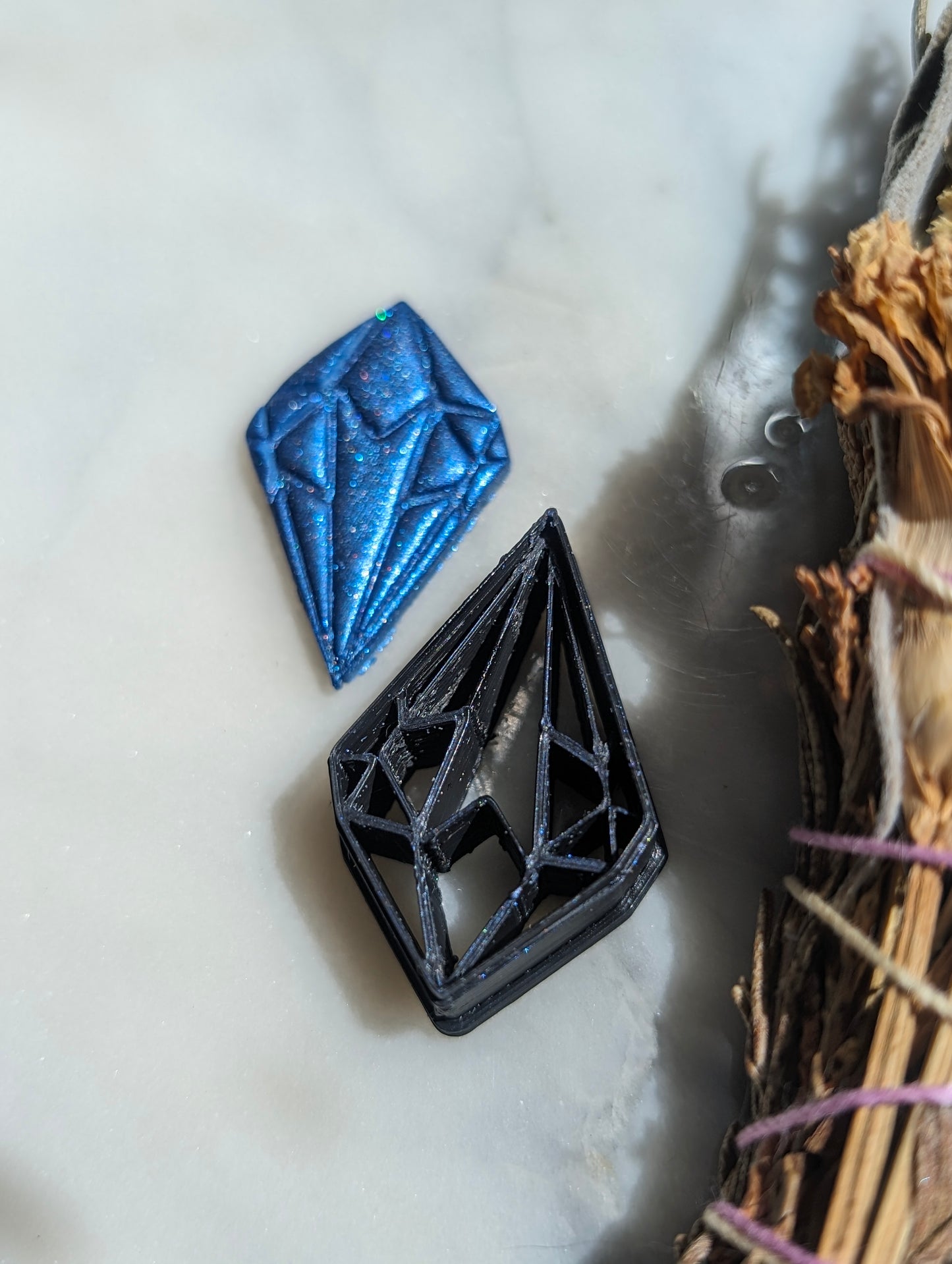 Crystal Cluster with Hidden Center Heart Sharp Clay Cutter