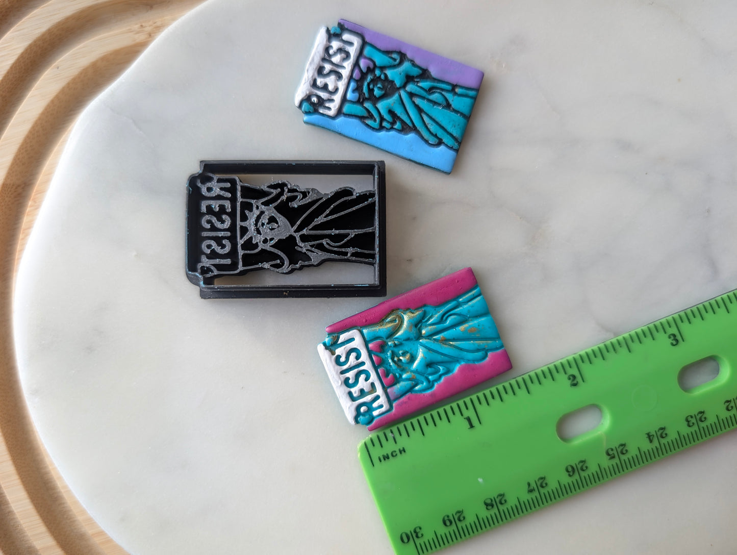 Lady Liberty Holding Resist Sign Sharp Clay Cutter