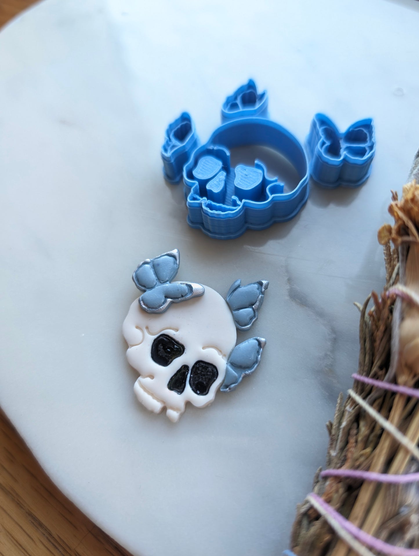 4 Piece Skull with Micro Butterflies Layered Sharp Clay Cutter
