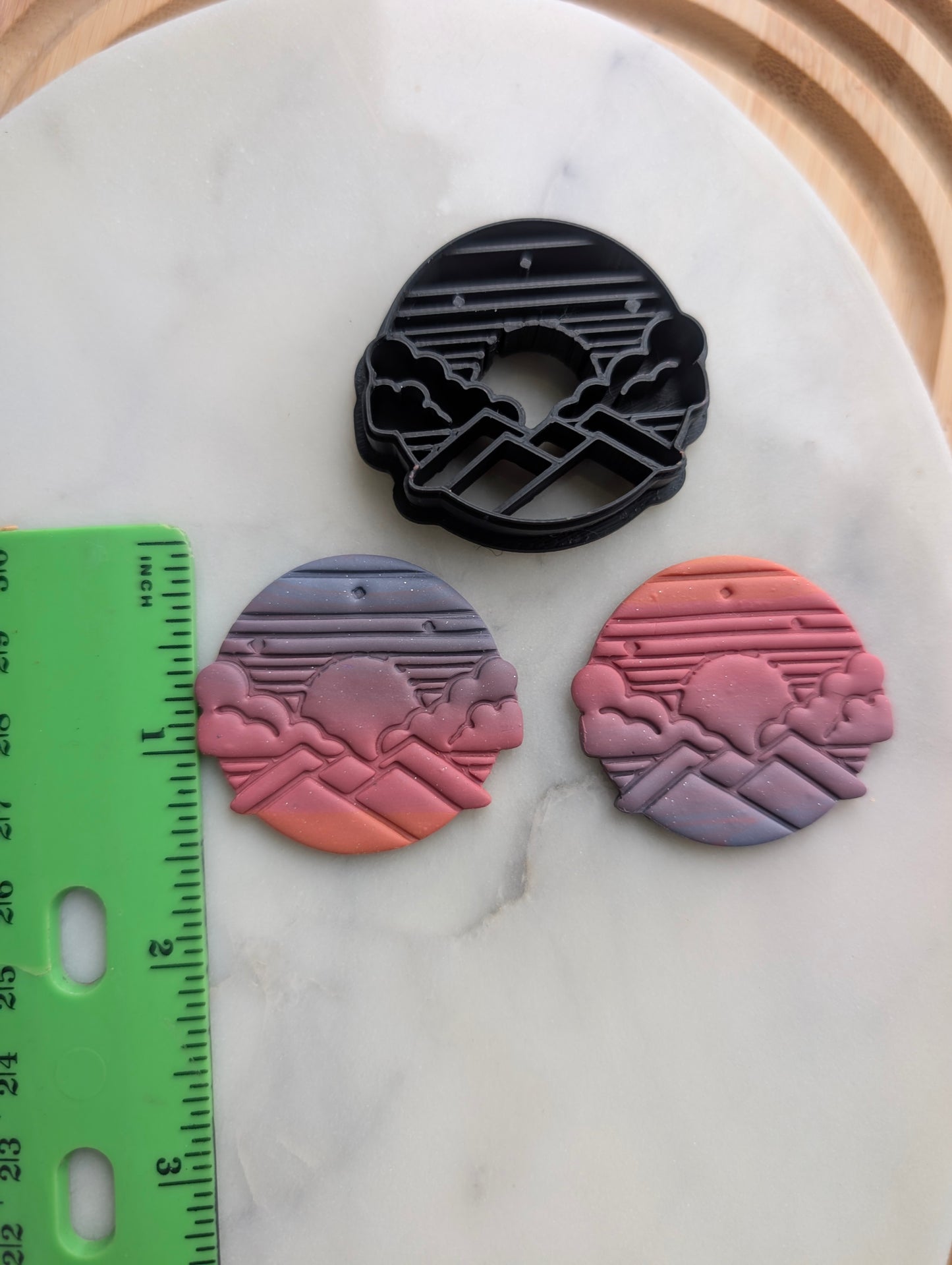 Mountain Scene Night Sky in Circle Embossed Sharp Cutter for Clay and More
