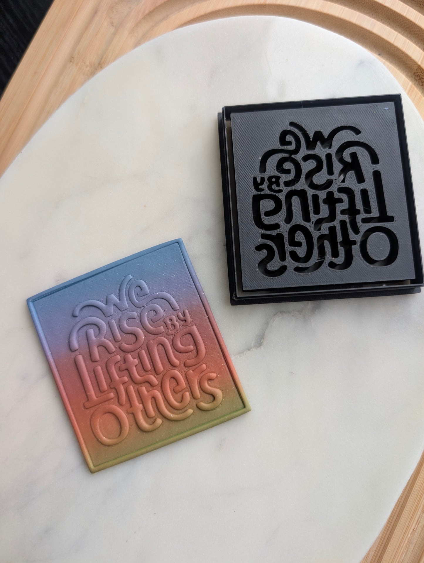 We Rise by Lifting Others Text Embossed Sharp Cutter for Clay and More
