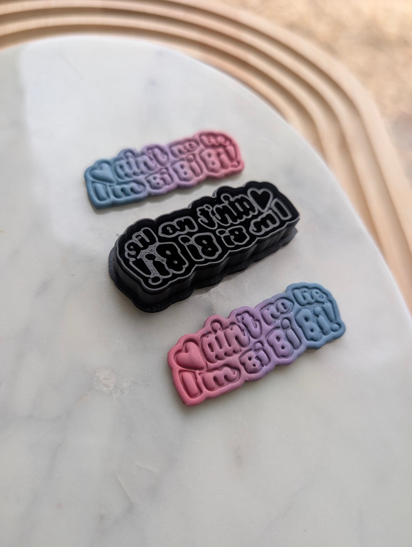 Ain't No Lie I'm Bi Bi Bi Text Embossed Sharp Cutter for Clay and More