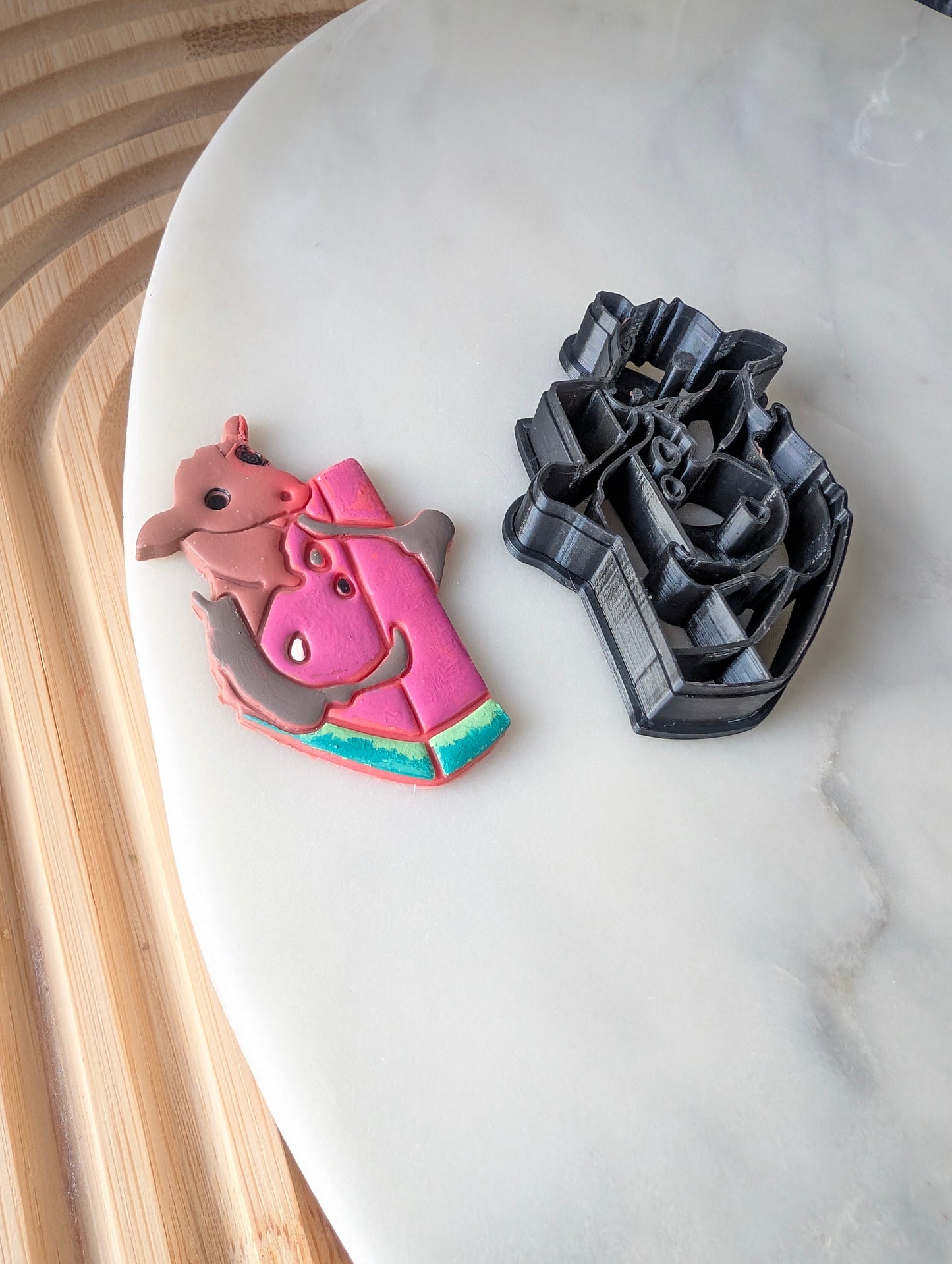 Fruit Bat Portrait with Watermelon Slice Sharp Clay Cutter